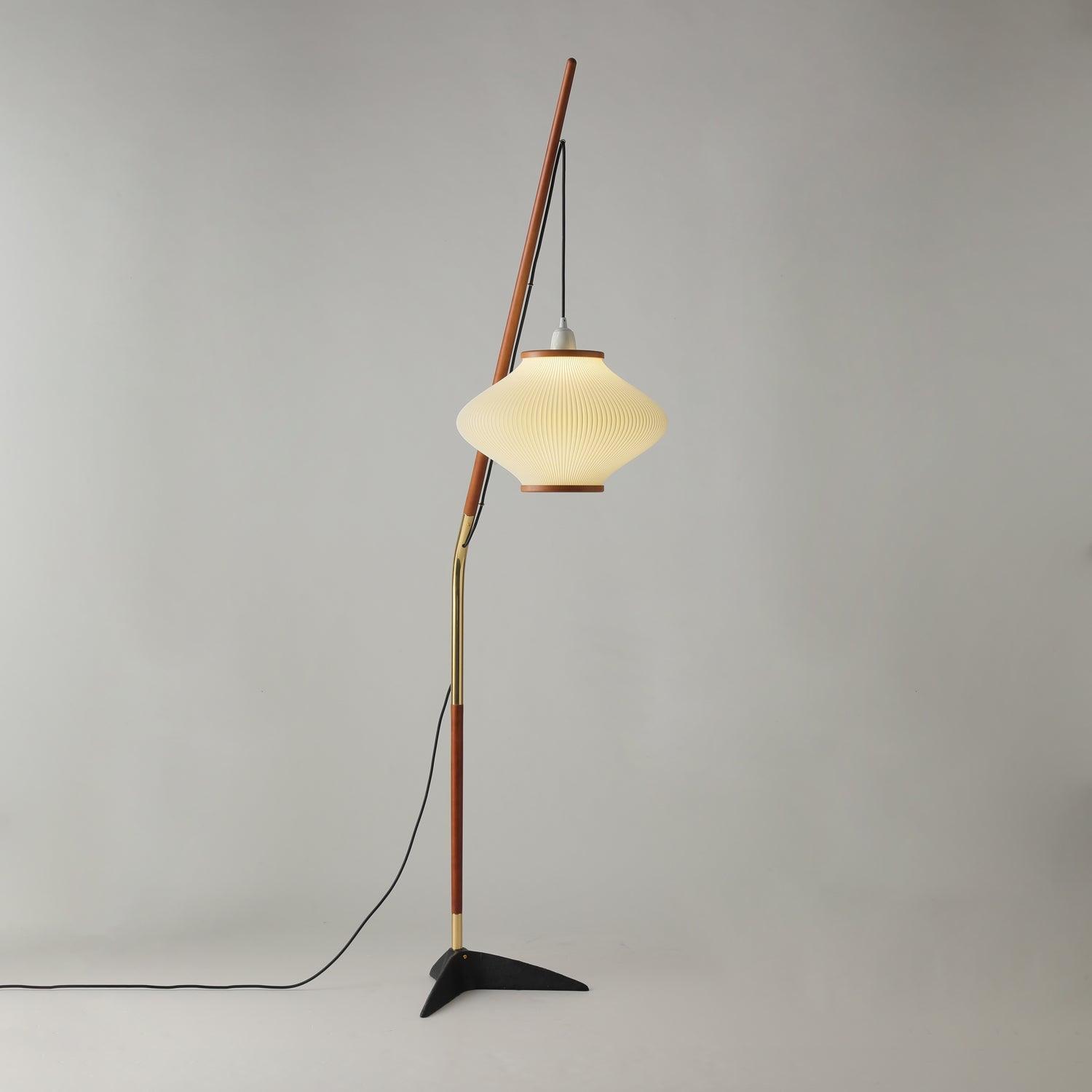 Ervenil Mid Century Wood & Glass Floor Lamp-Neutral Decor