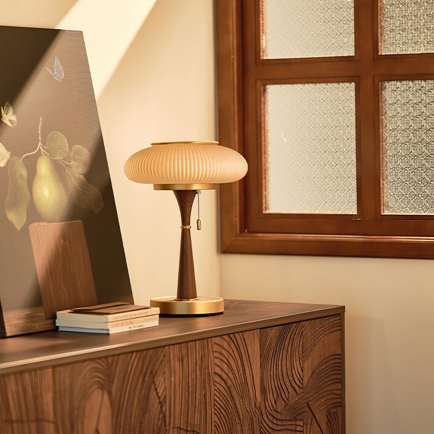 Vevelo Wood Vintage Table Lamp-Neutral Decor