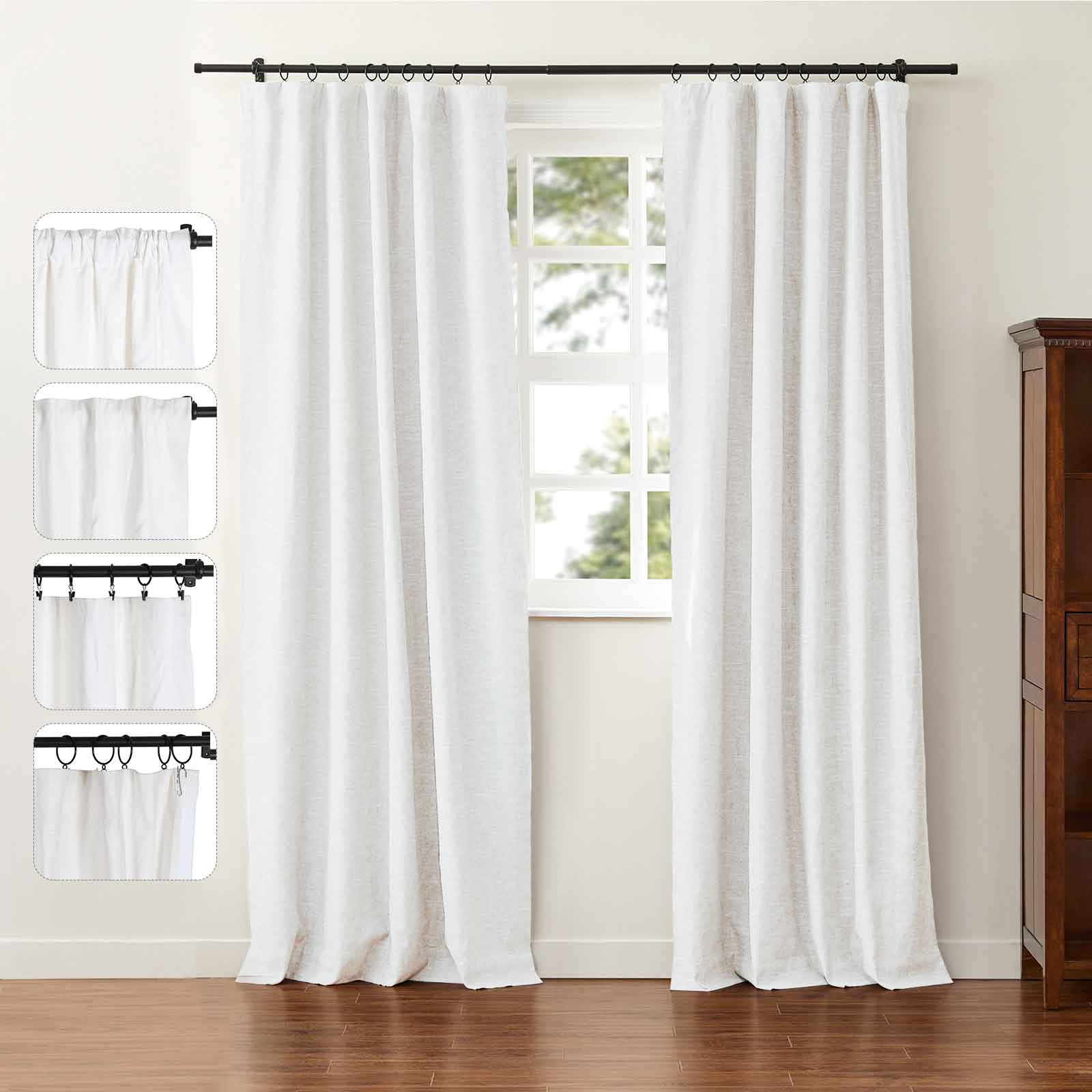 Jenna Linen Curtains & Drapes Soft Top-Neutral Decor