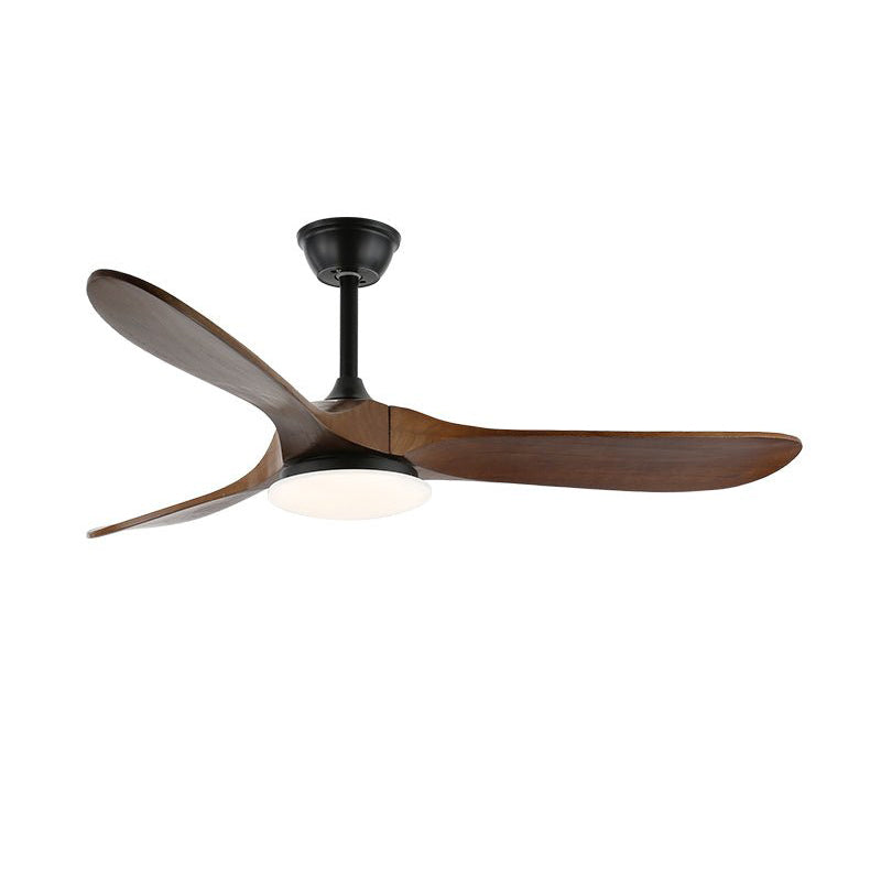 The white and natural wood Maverick fan in a coastal-style living room.