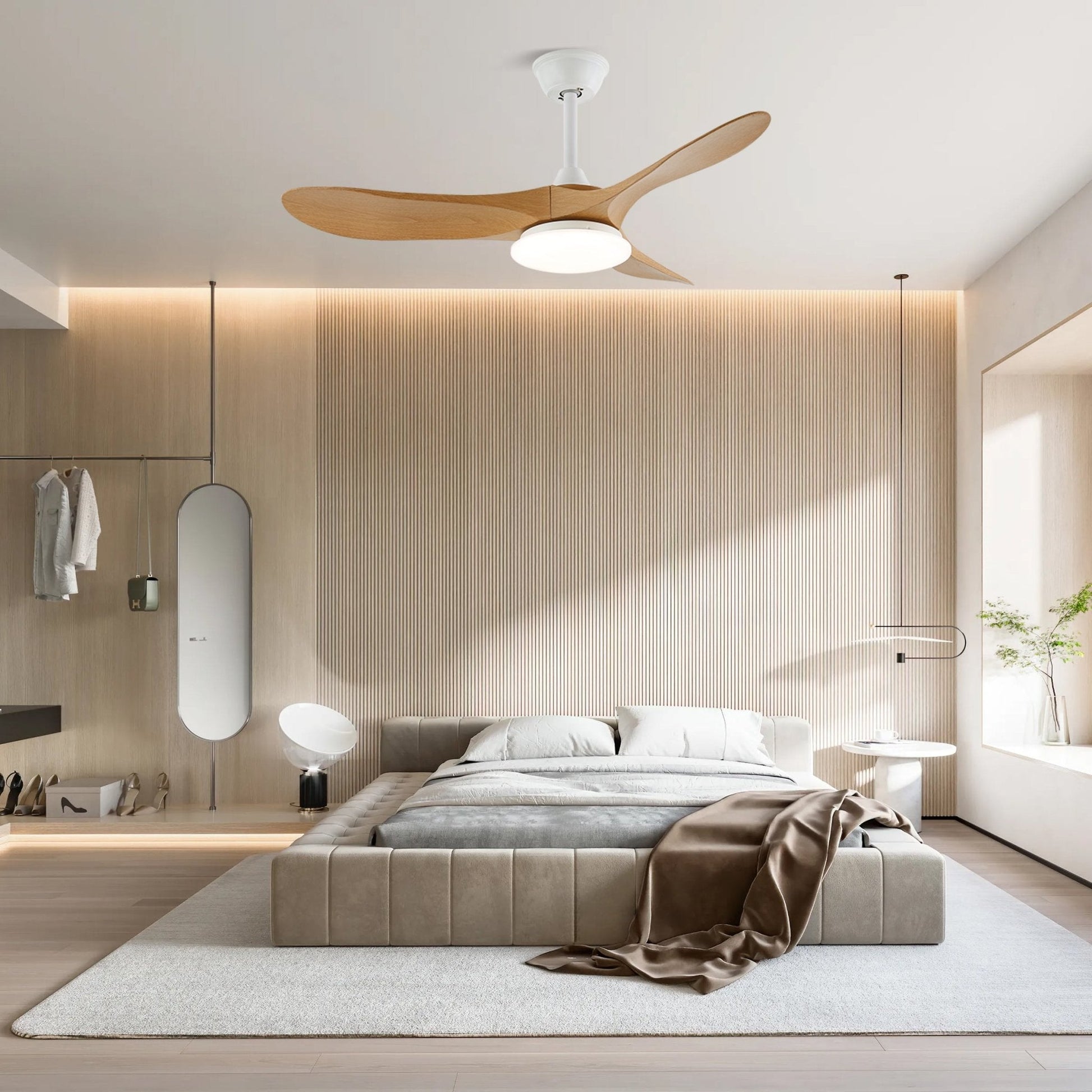 Aveline Modern Wood Ceiling Fan Light-Neutral Decor