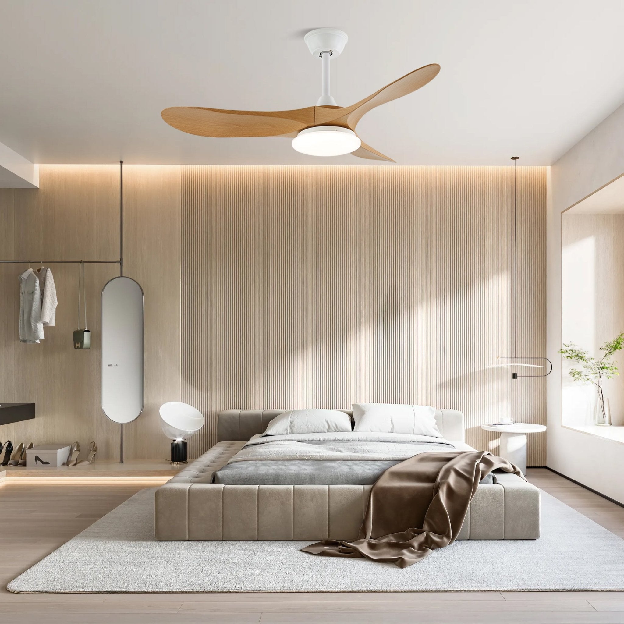 Aveline Modern Wood Ceiling Fan Light-Neutral Decor