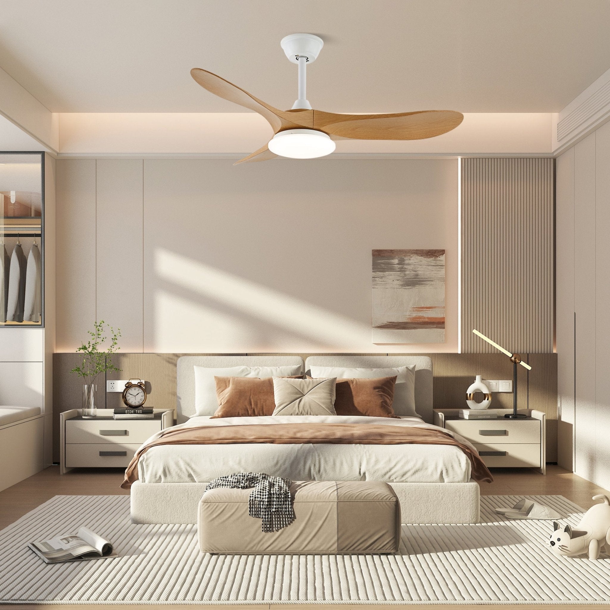 Aveline Modern Wood Ceiling Fan Light-Neutral Decor