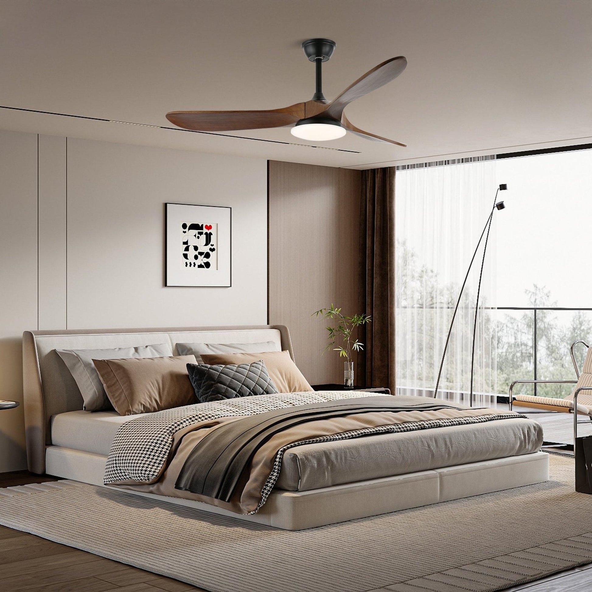 Aveline Modern Wood Ceiling Fan Light-Neutral Decor