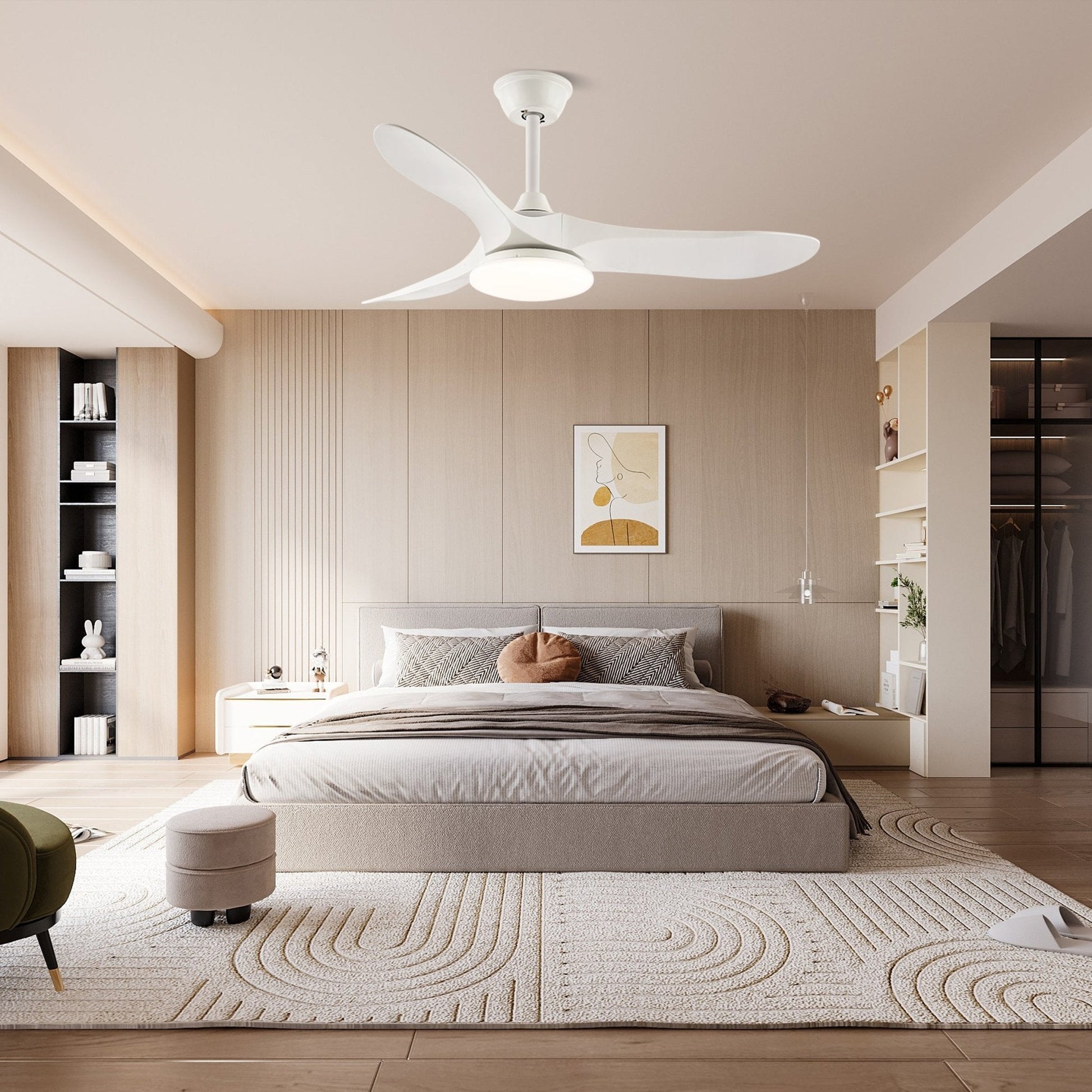 Oriken Minimalist Ceiling Fan Light-Neutral Decor