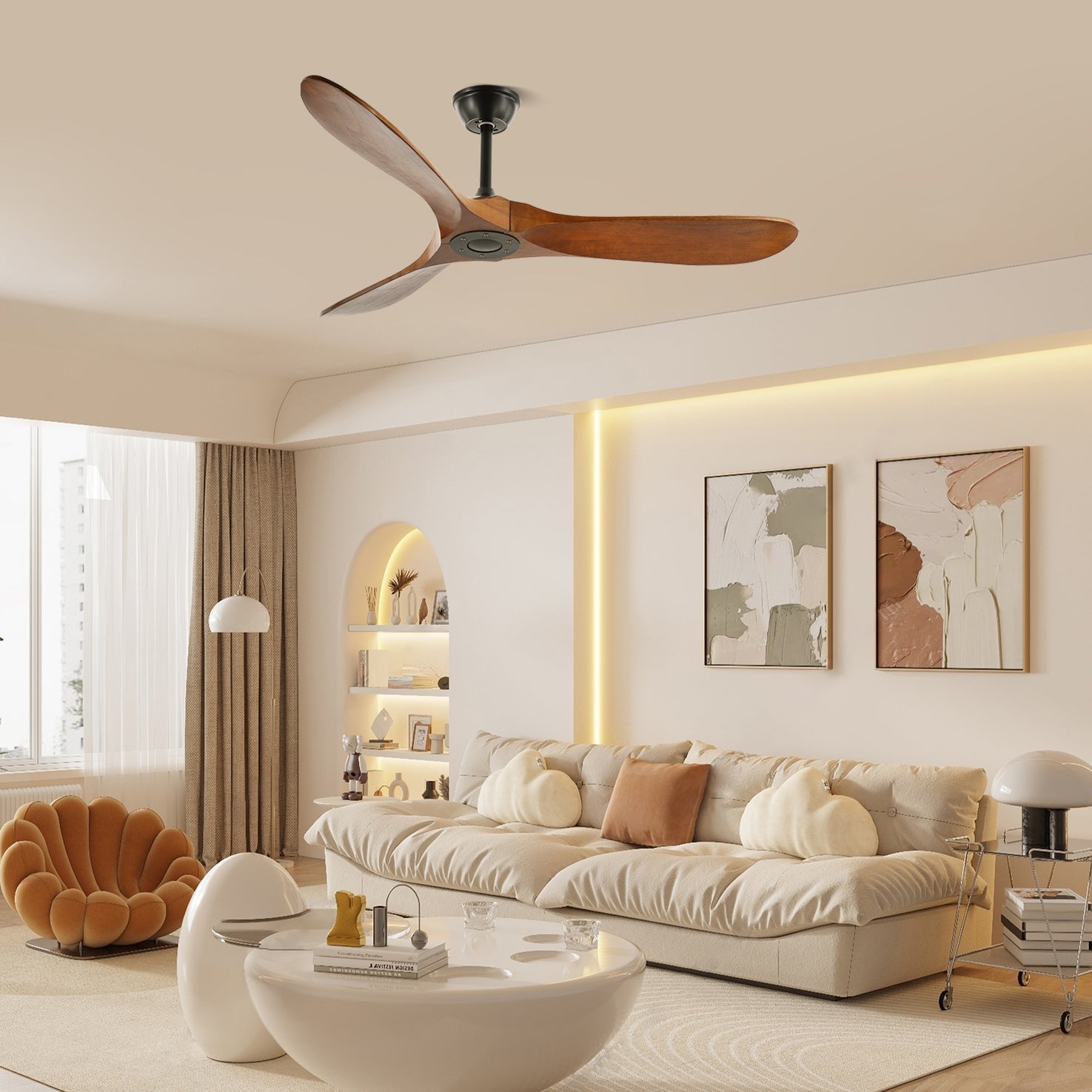 Orano Wood Ceiling Fan-Neutral Decor