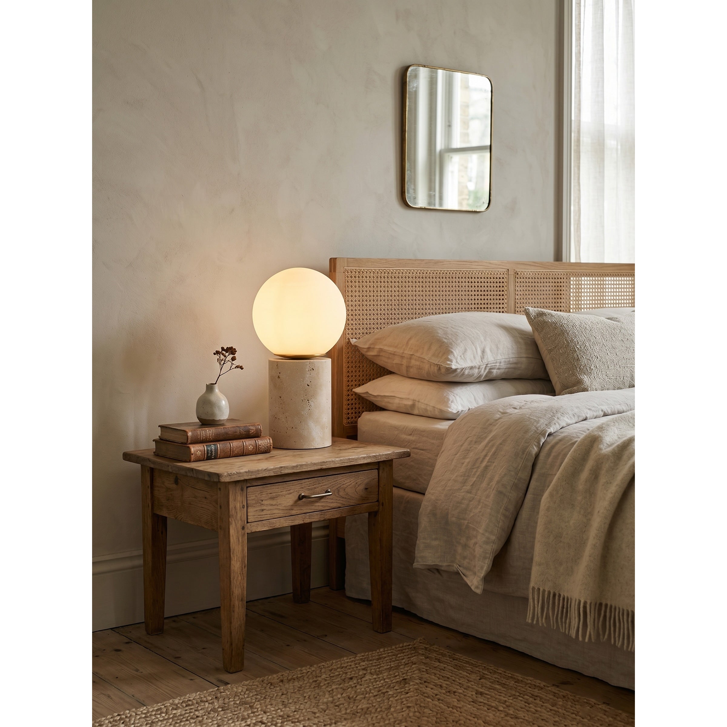 Full view of the lamp with dimensions indicated.