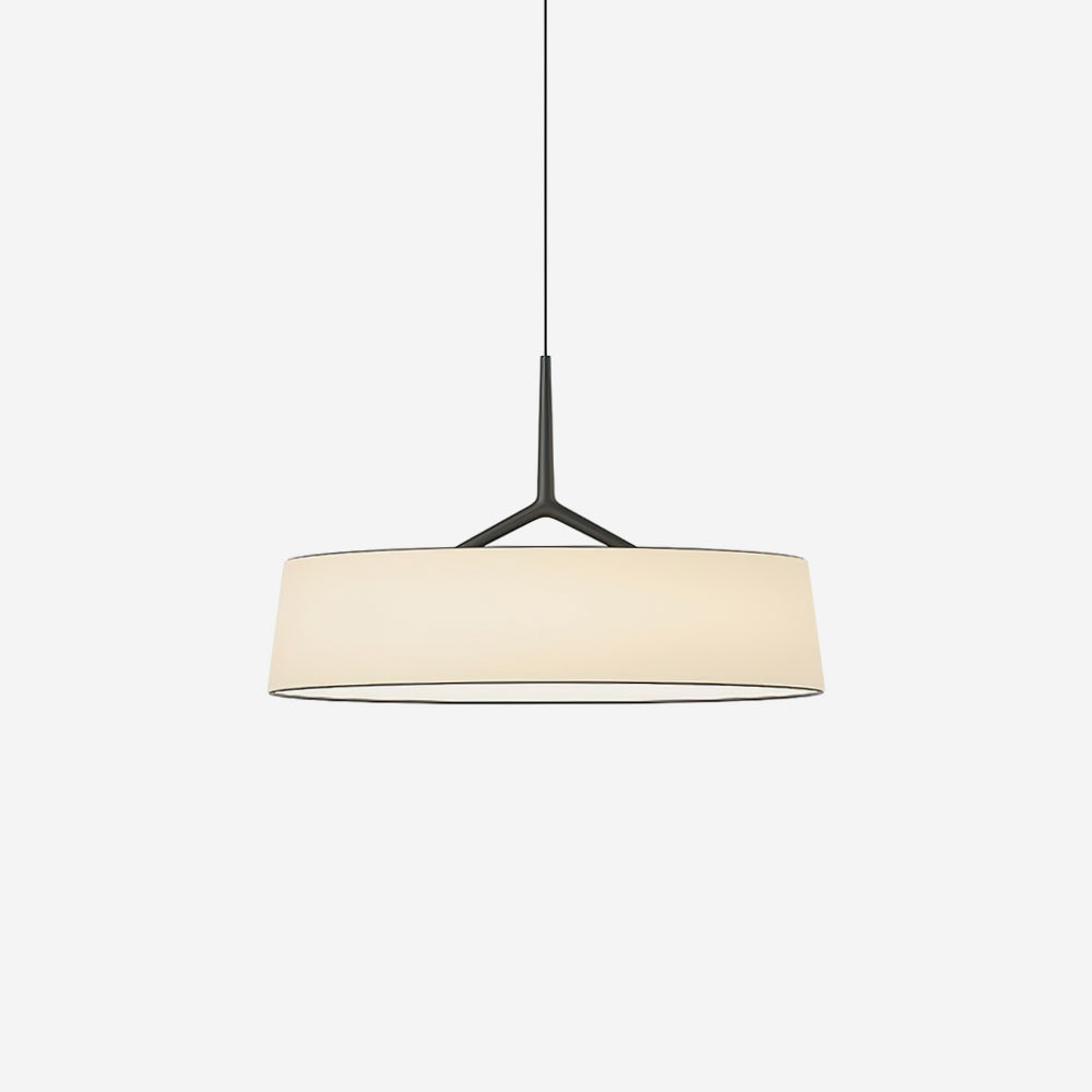 Liora Pendant Light White Fabric Drum Black Minimalist-Neutral Decor