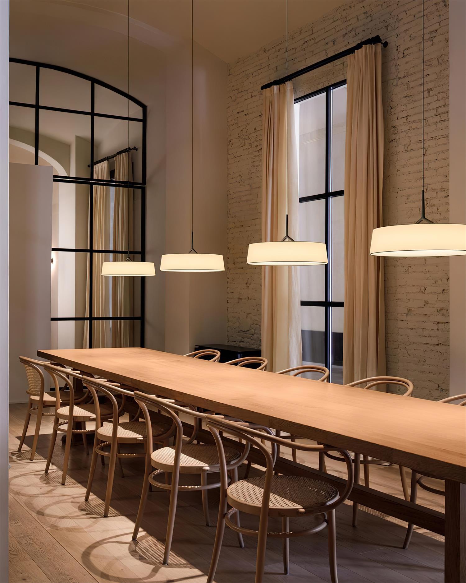 Liora Pendant Light White Fabric Drum Black Minimalist-Neutral Decor