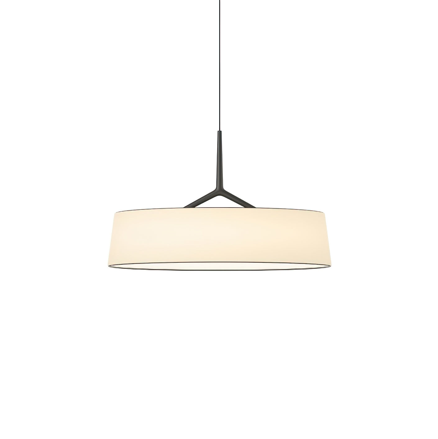 Liora Pendant Light White Fabric Drum Black Minimalist-Neutral Decor