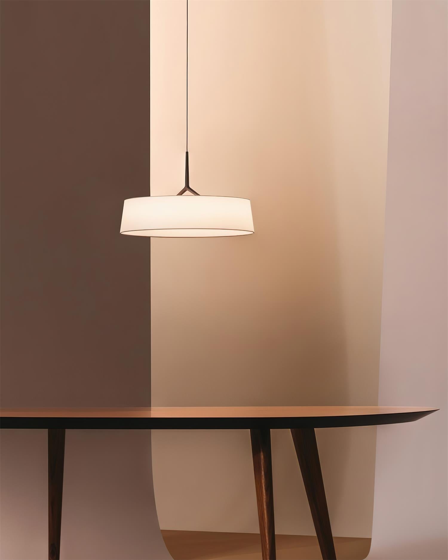 Liora Pendant Light White Fabric Drum Black Minimalist-Neutral Decor