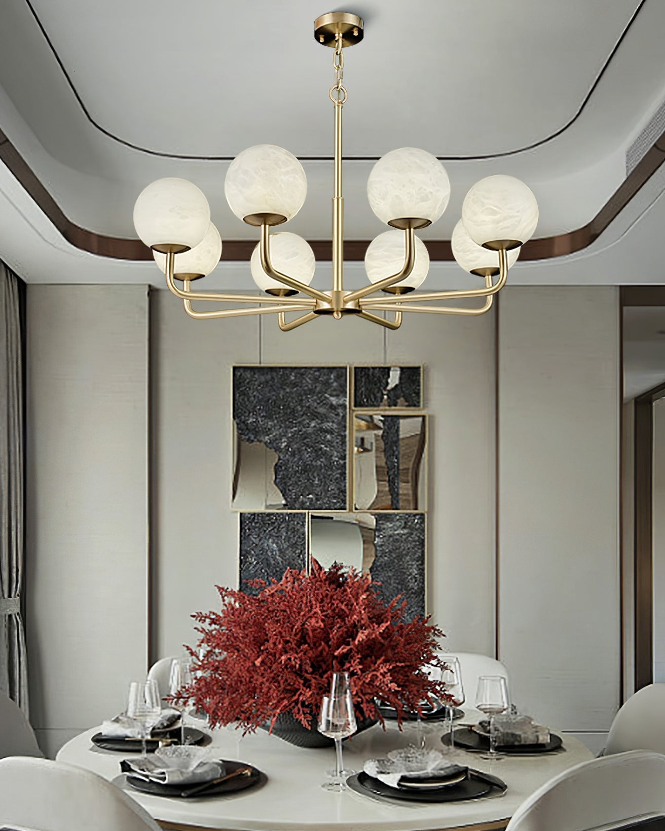 Erich Chandelier Alabaster Globe Elegance