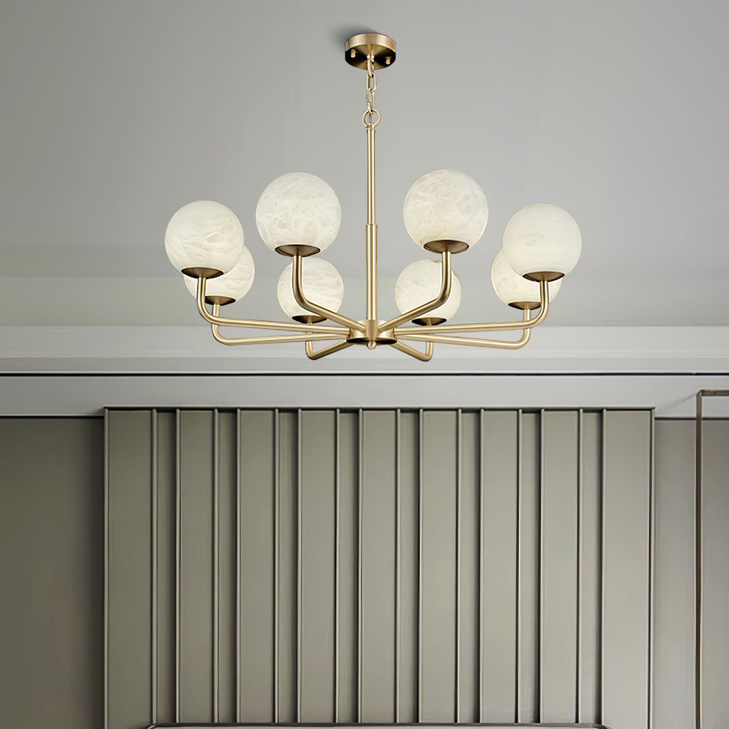 Erich Chandelier Alabaster Globe Elegance
