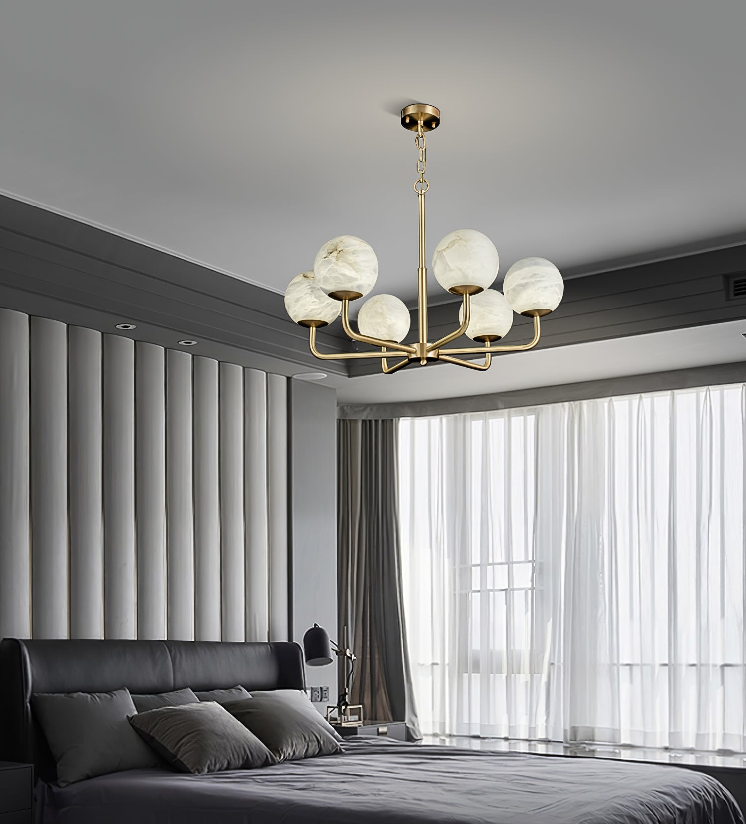 Erich Chandelier Alabaster Globe Elegance