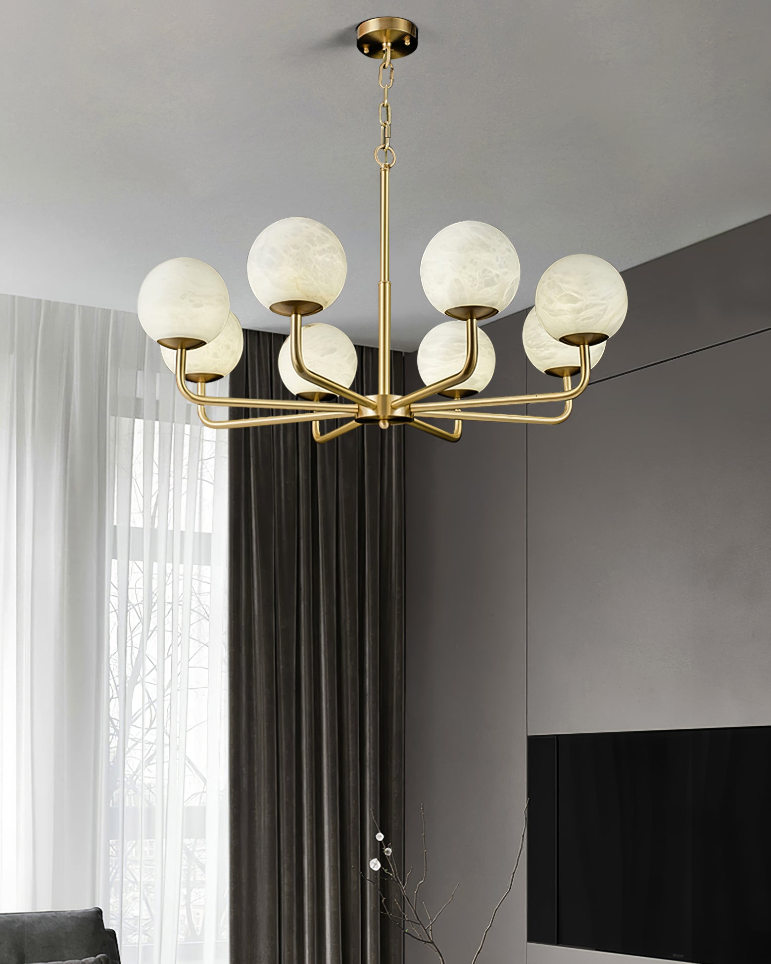 Erich Chandelier Alabaster Globe Elegance