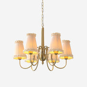 Faylin Vintage Brass Chandelier with Pleated Shades