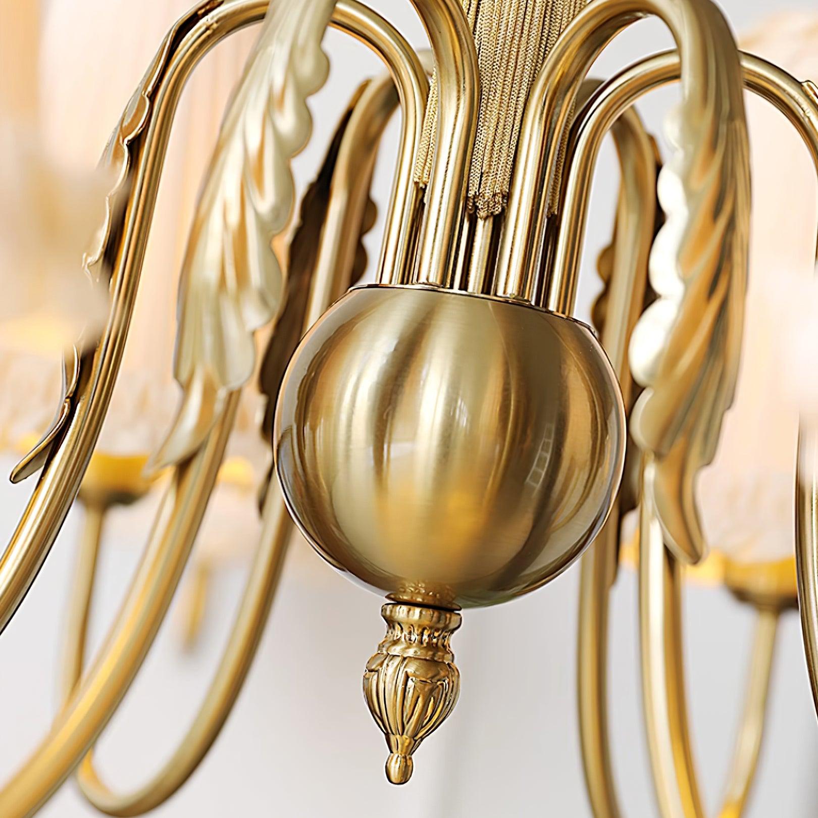 Faylin Vintage Brass Chandelier with Pleated Shades