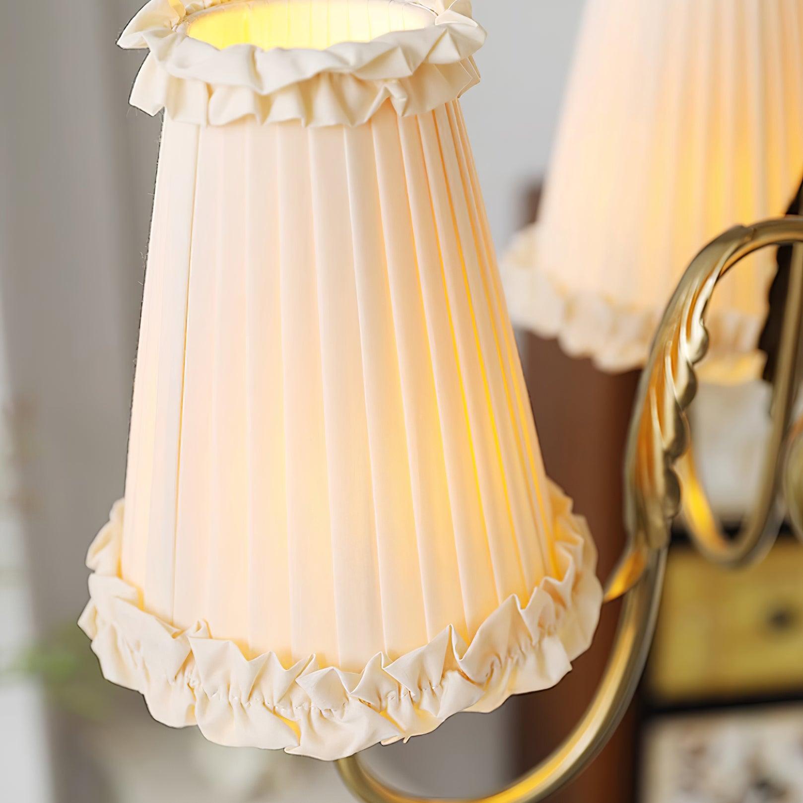 Faylin Vintage Brass Chandelier with Pleated Shades