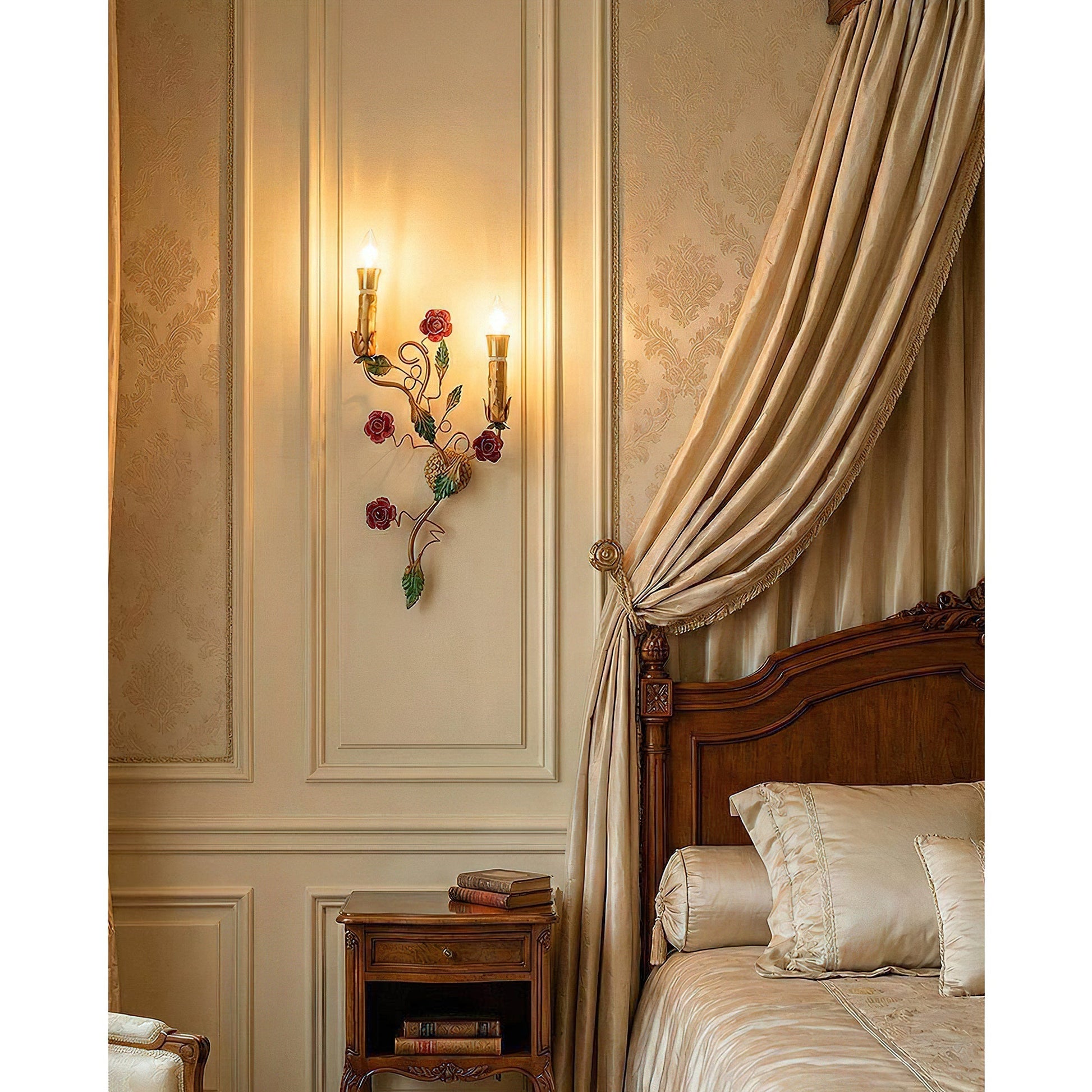 Side view of the floral wall lamp, showing its depth.