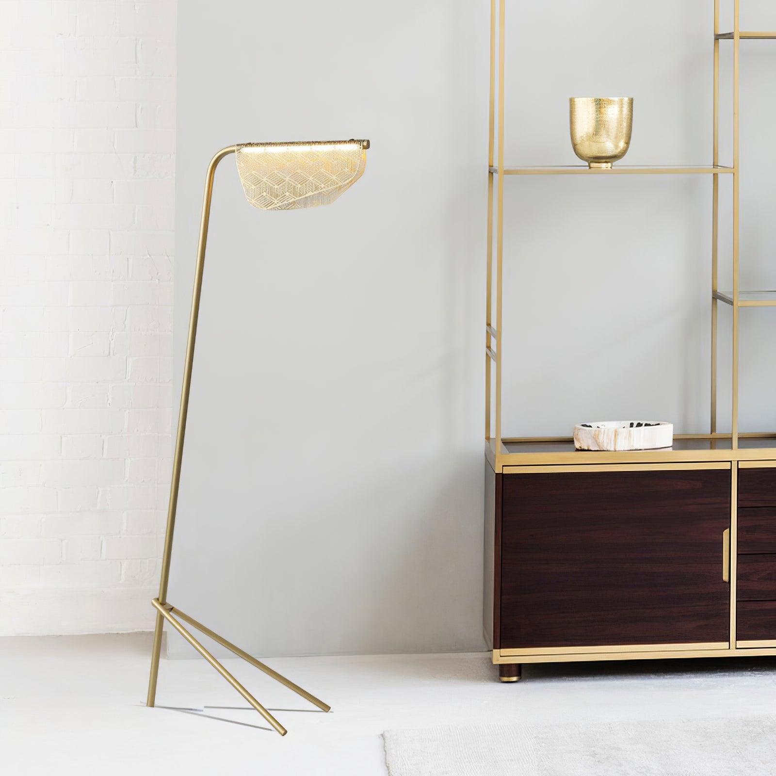 Triad Gold Geometric Floor Lamp-Neutral Decor