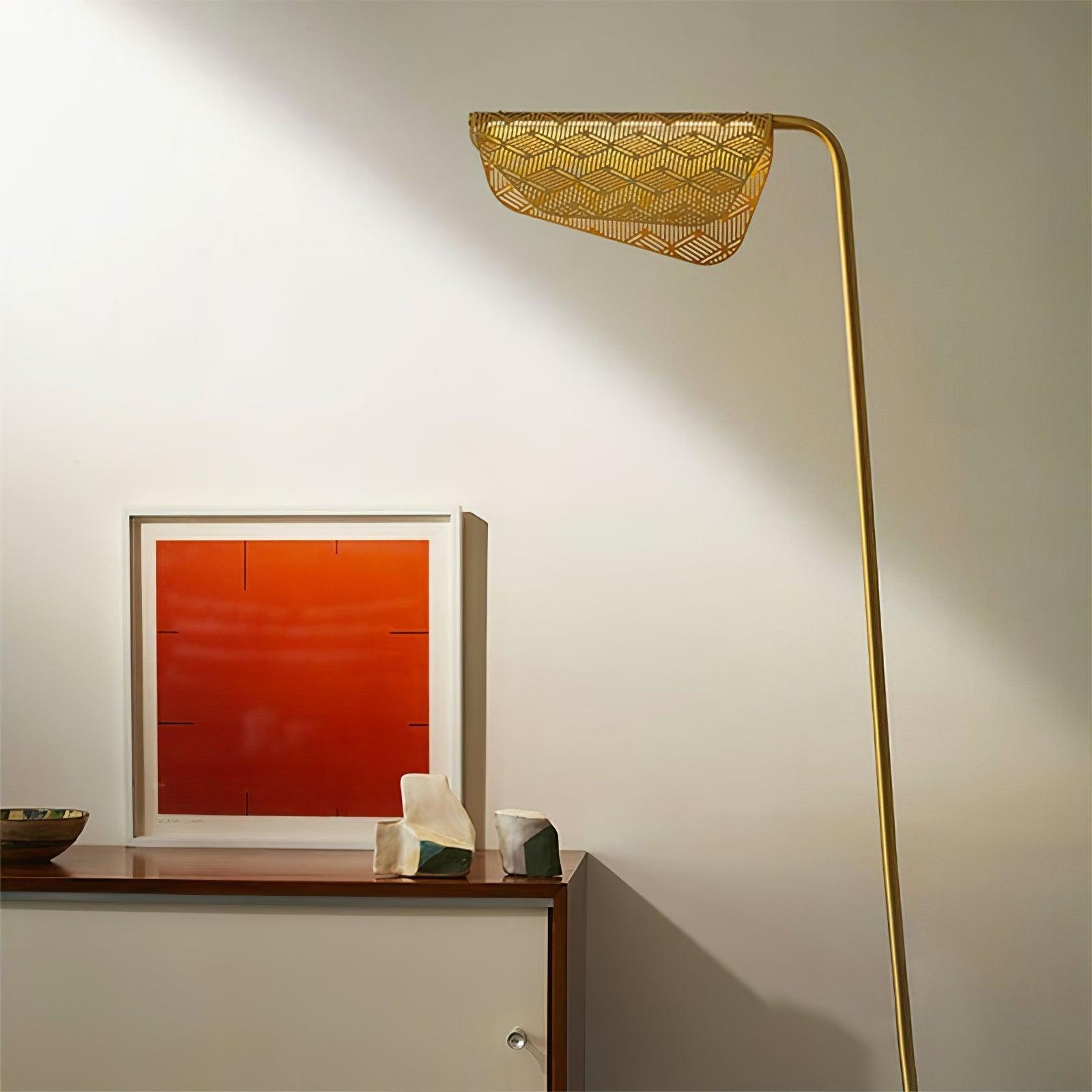 Triad Gold Geometric Floor Lamp-Neutral Decor
