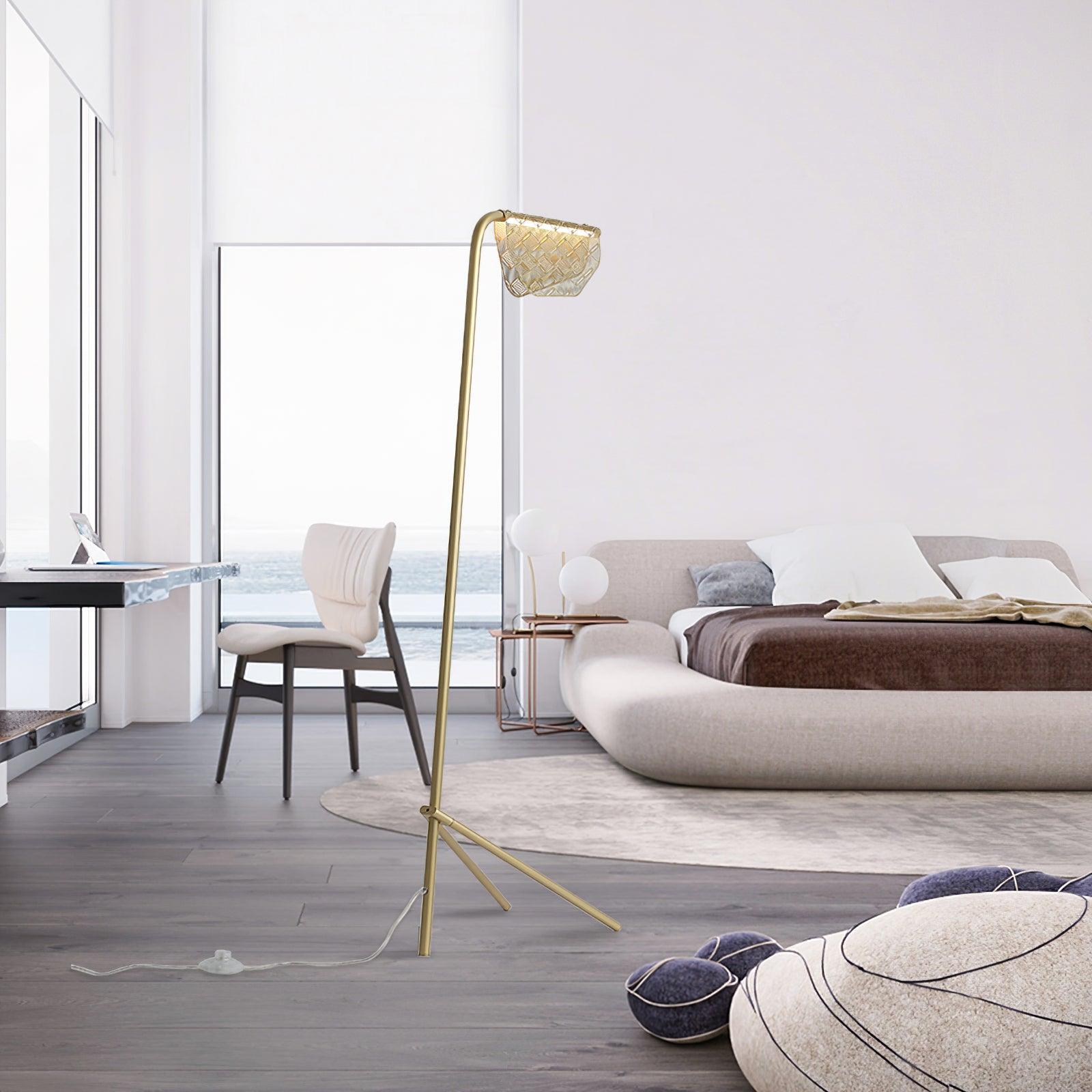 Triad Gold Geometric Floor Lamp-Neutral Decor