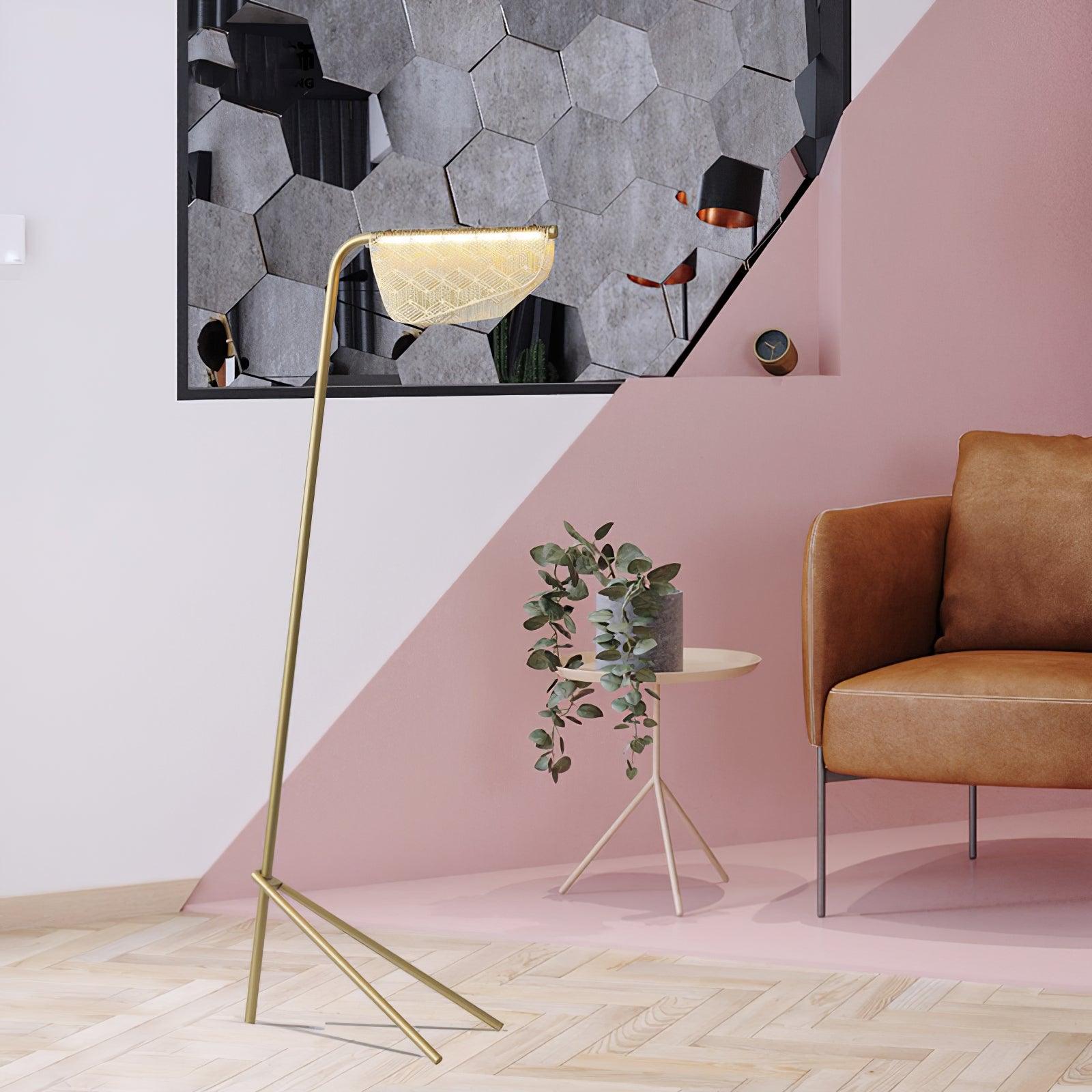 Triad Gold Geometric Floor Lamp-Neutral Decor