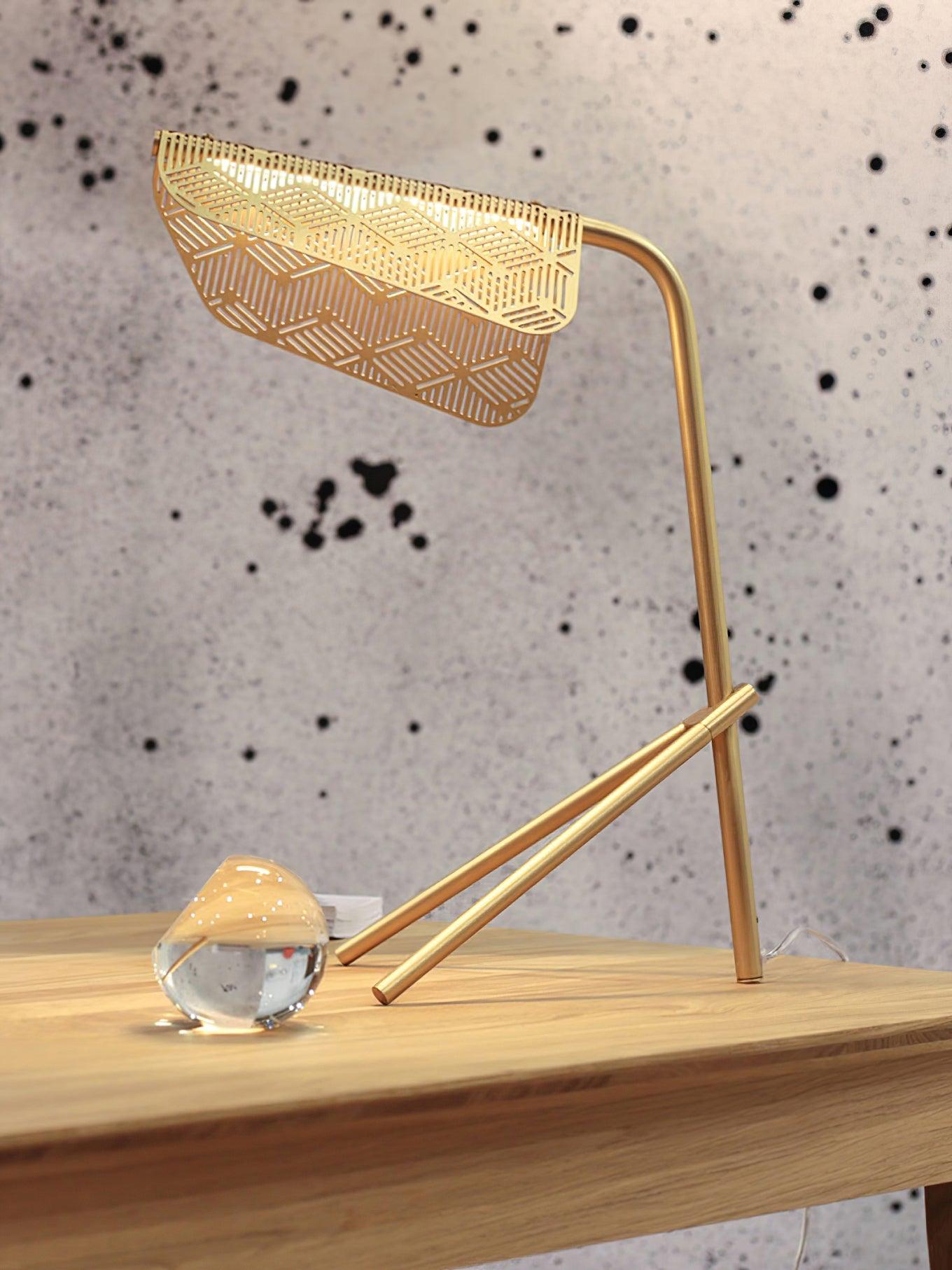 Lattice Gold Geometric Table Lamp-Neutral Decor