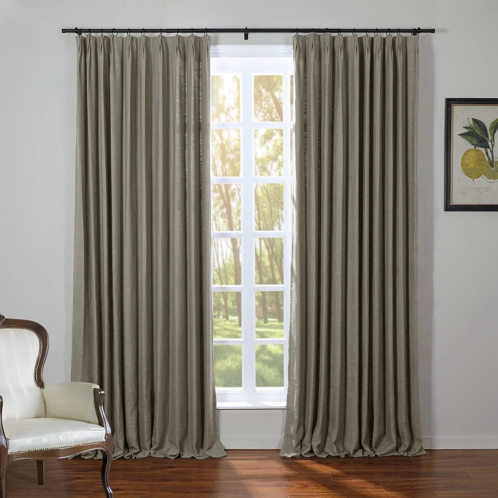Kelly Flax Linen Curtains & Drapes Pleated-Neutral Decor