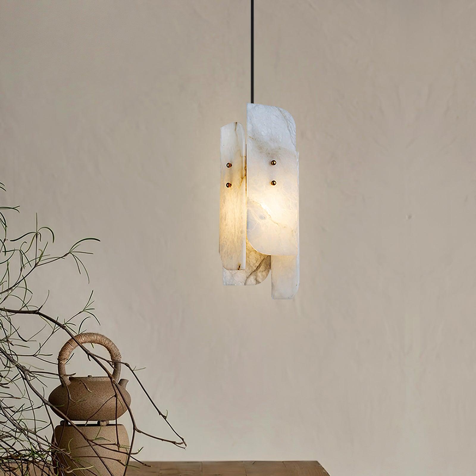 Vicarus Layered Alabaster Pendant Light-Neutral Decor