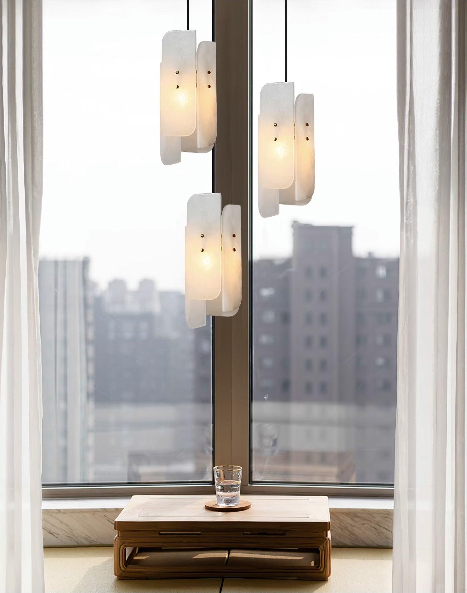 Vicarus Layered Alabaster Pendant Light-Neutral Decor
