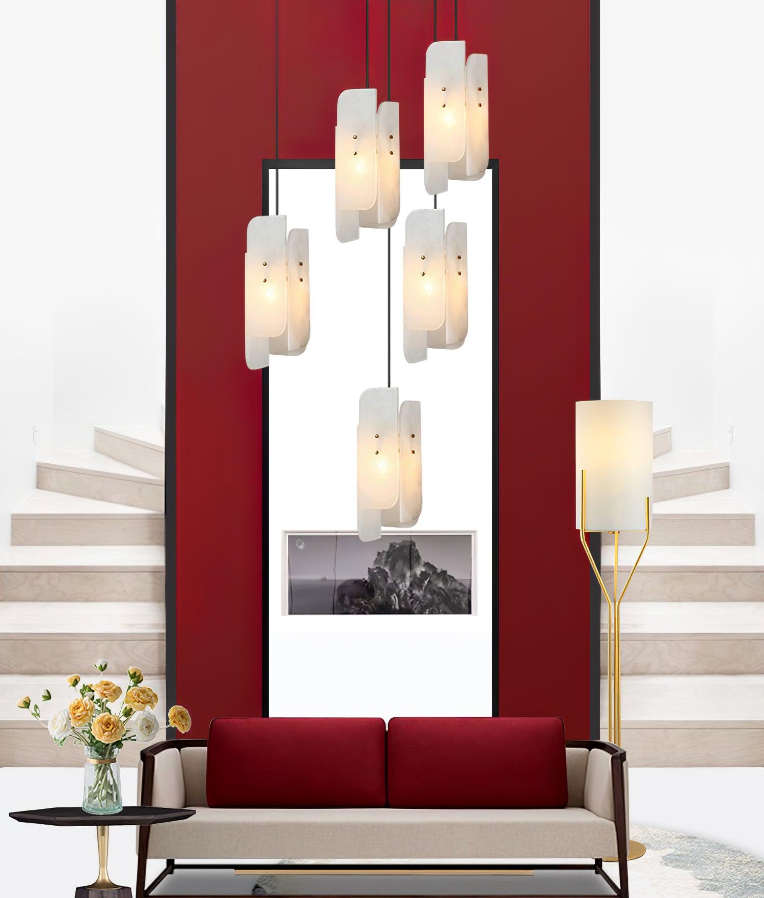 Vicarus Layered Alabaster Pendant Light-Neutral Decor