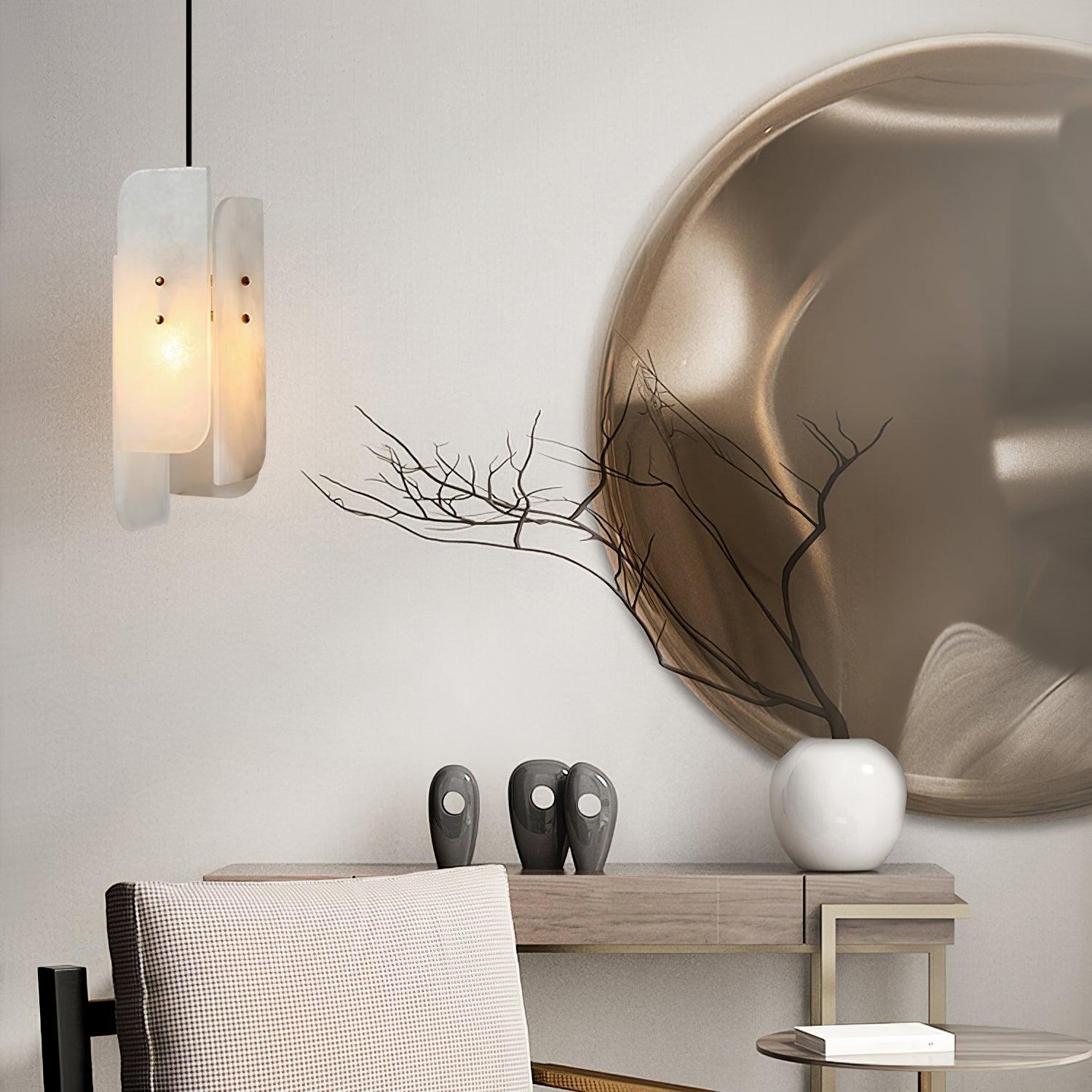 Vicarus Layered Alabaster Pendant Light-Neutral Decor