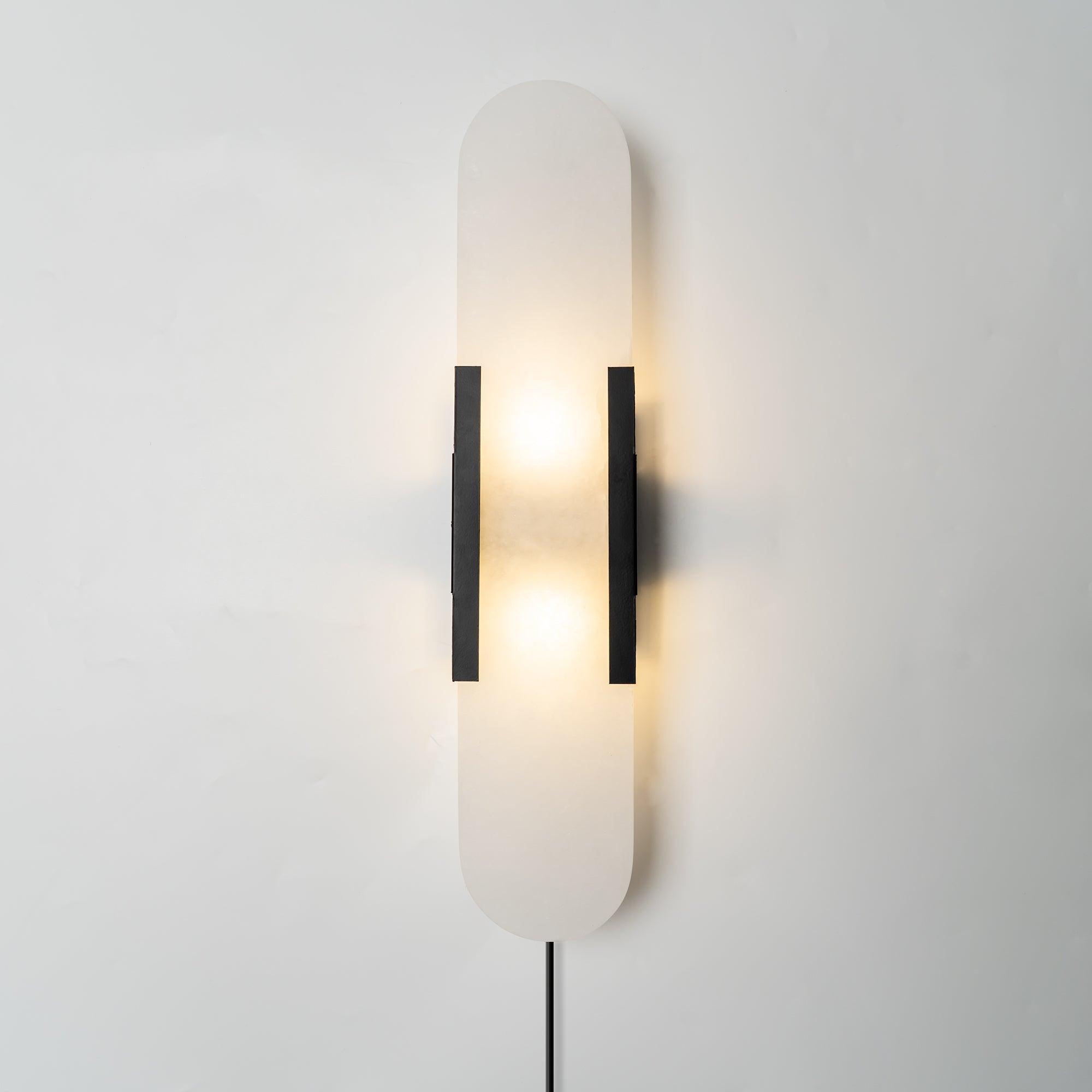 Bano Oblong Alabaster Wall Light-Neutral Decor