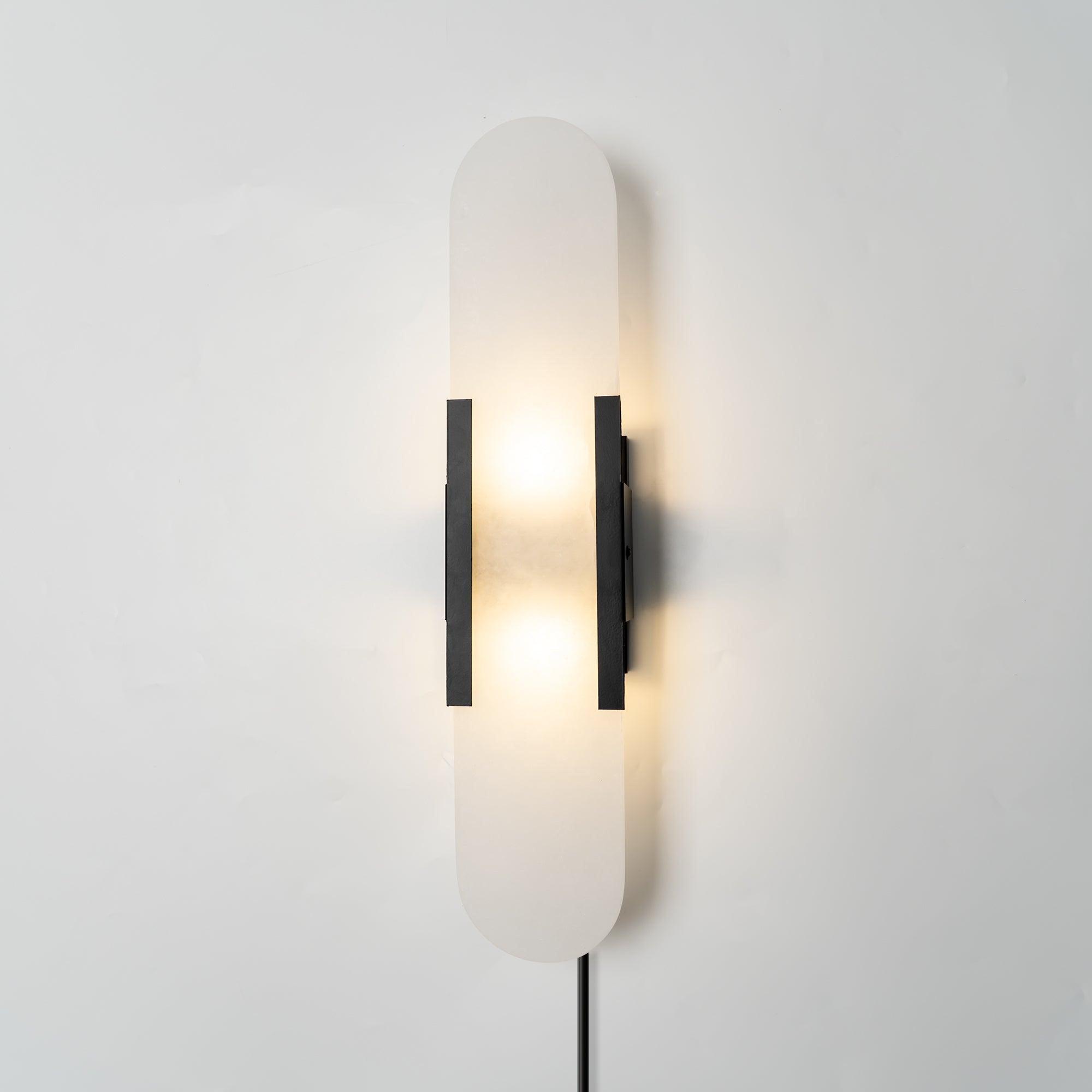 Bano Oblong Alabaster Wall Light-Neutral Decor