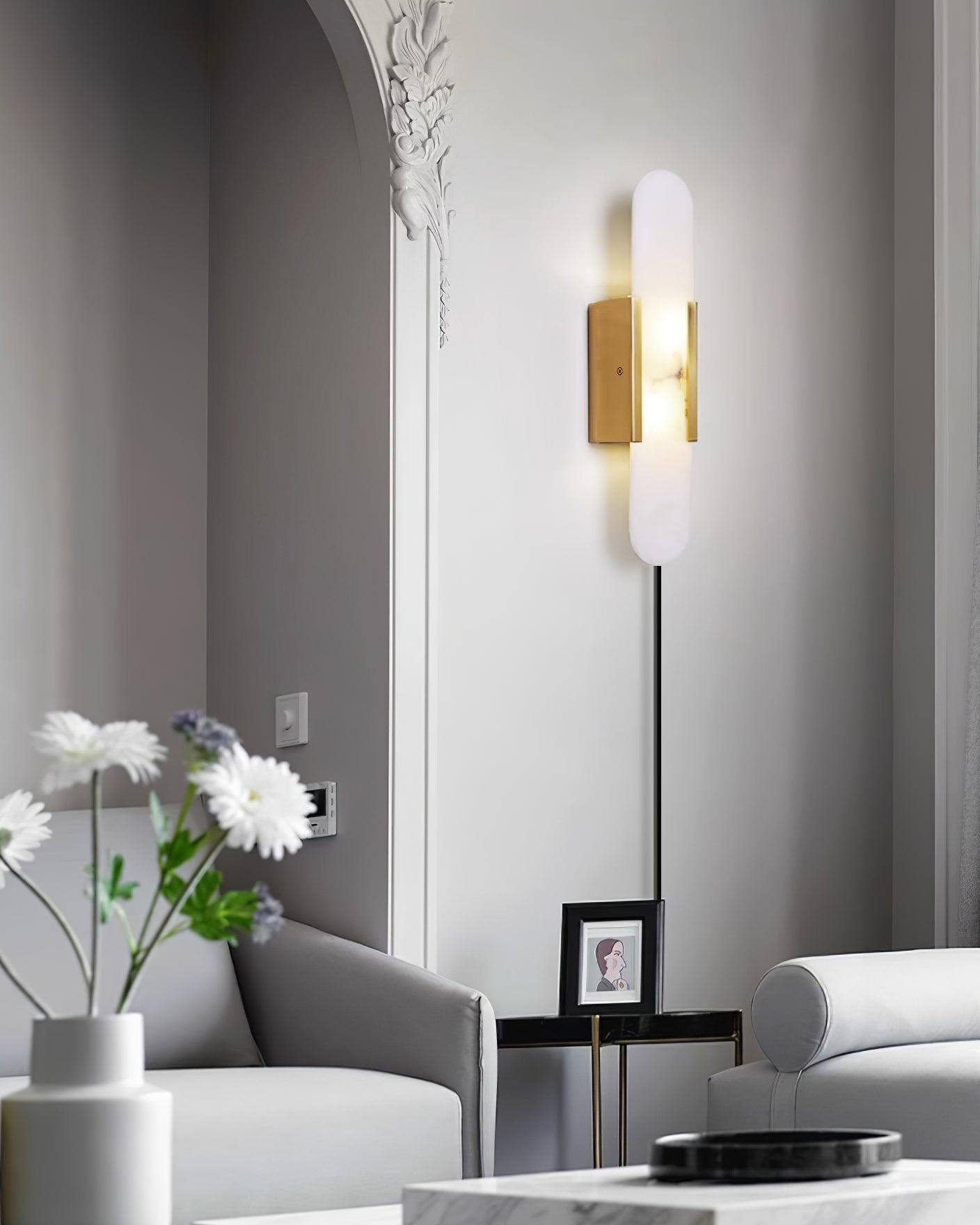 Bano Oblong Alabaster Wall Light-Neutral Decor