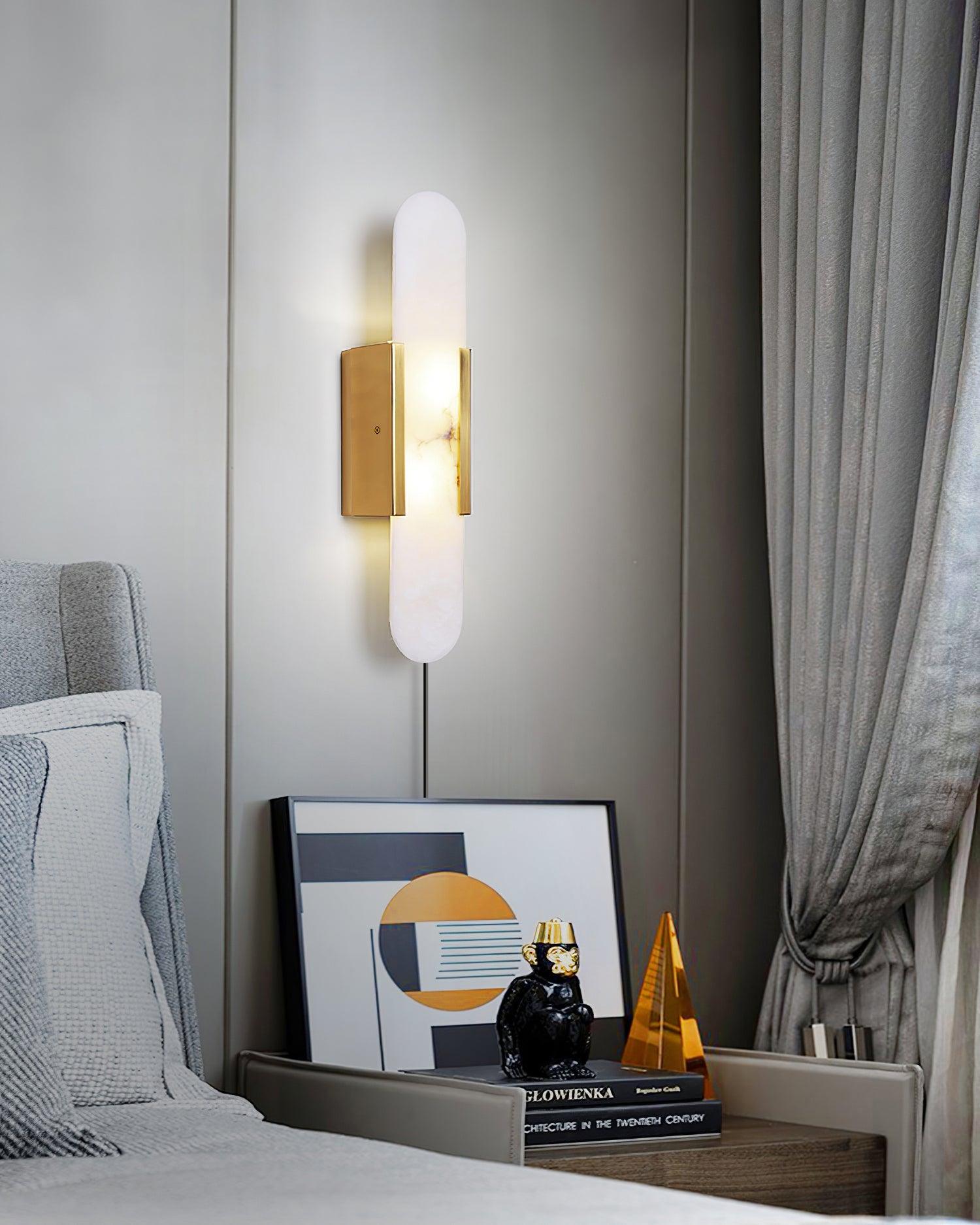 Bano Oblong Alabaster Wall Light-Neutral Decor