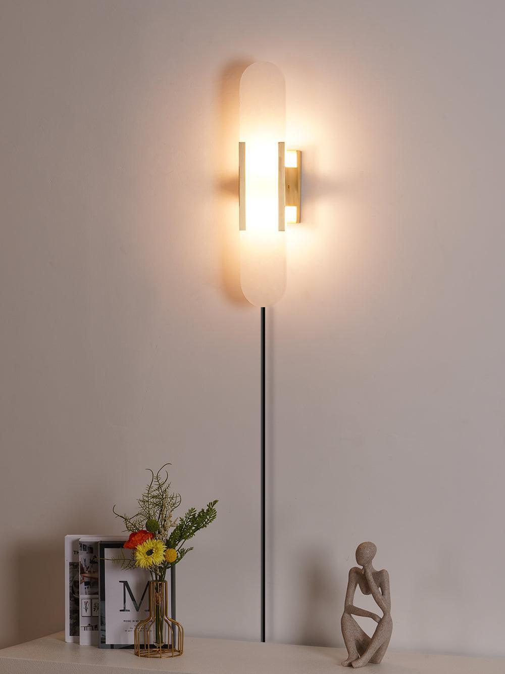 Bano Oblong Alabaster Wall Light-Neutral Decor