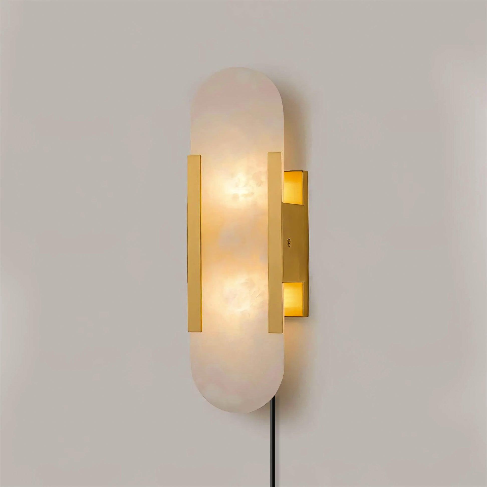 Bano Oblong Alabaster Wall Light-Neutral Decor