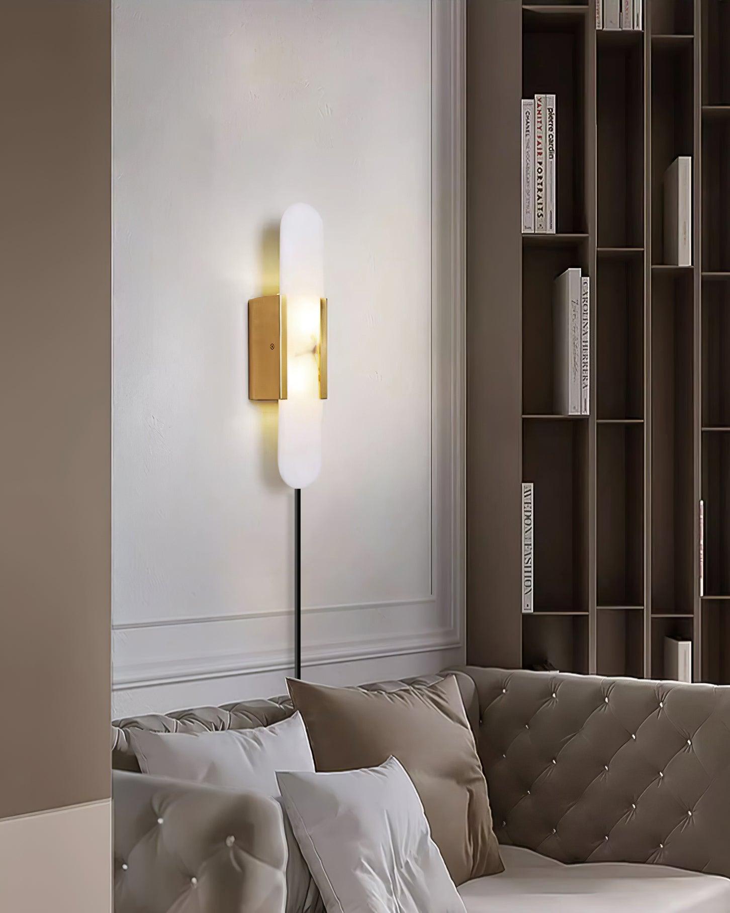 Bano Oblong Alabaster Wall Light-Neutral Decor