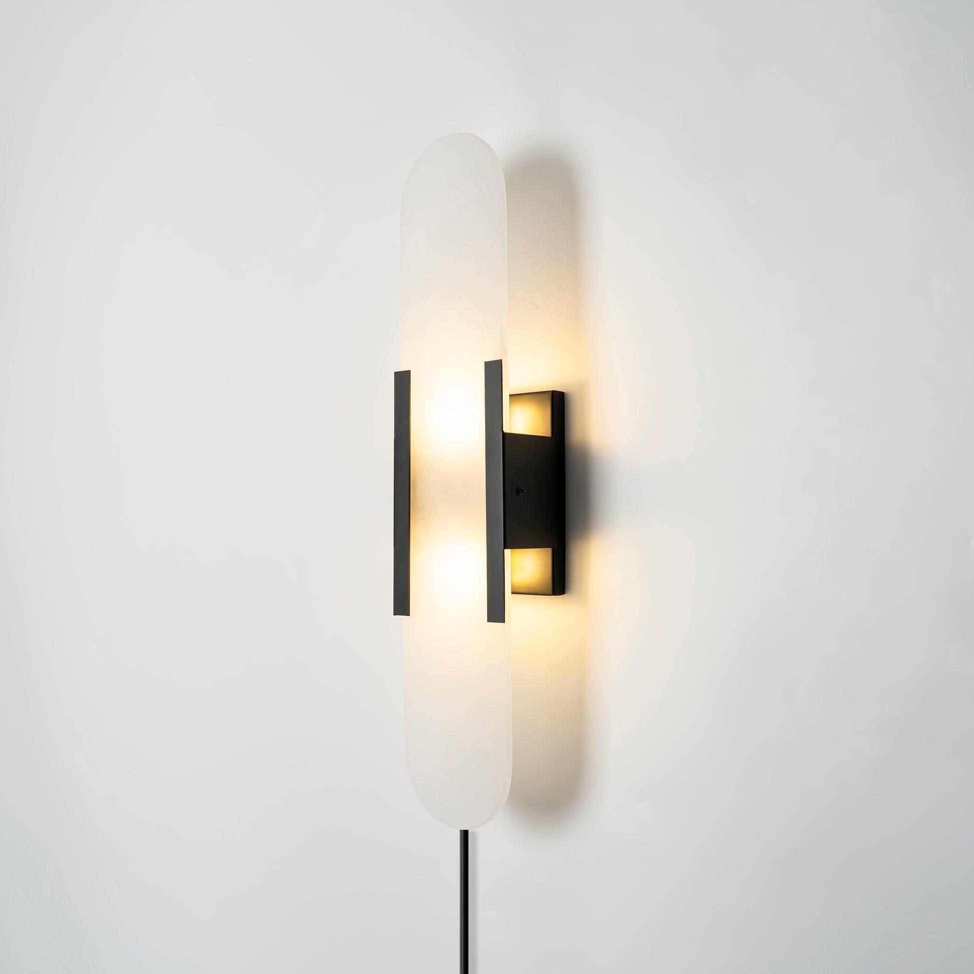 Bano Oblong Alabaster Wall Light-Neutral Decor
