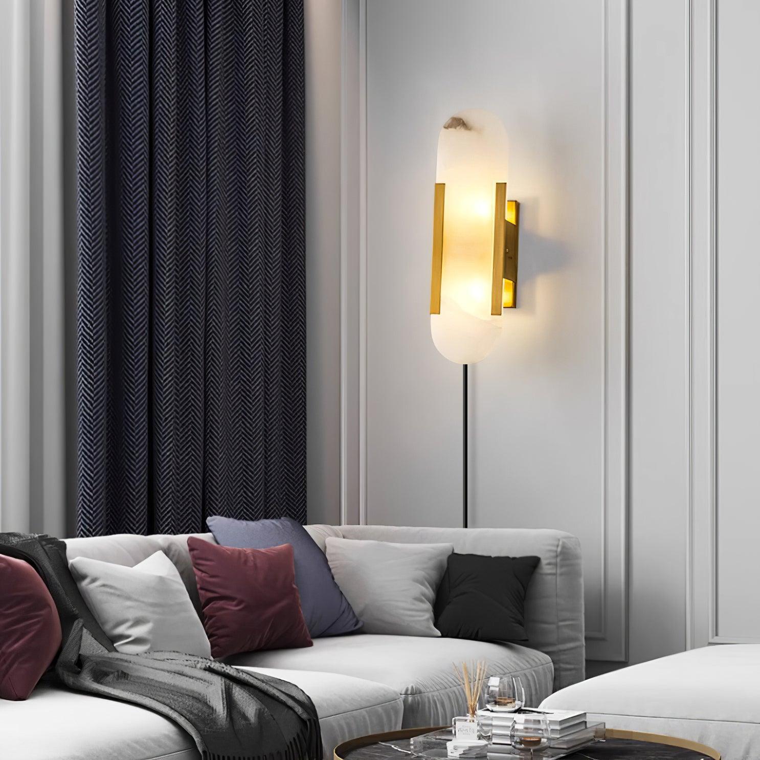 Bano Oblong Alabaster Wall Light-Neutral Decor