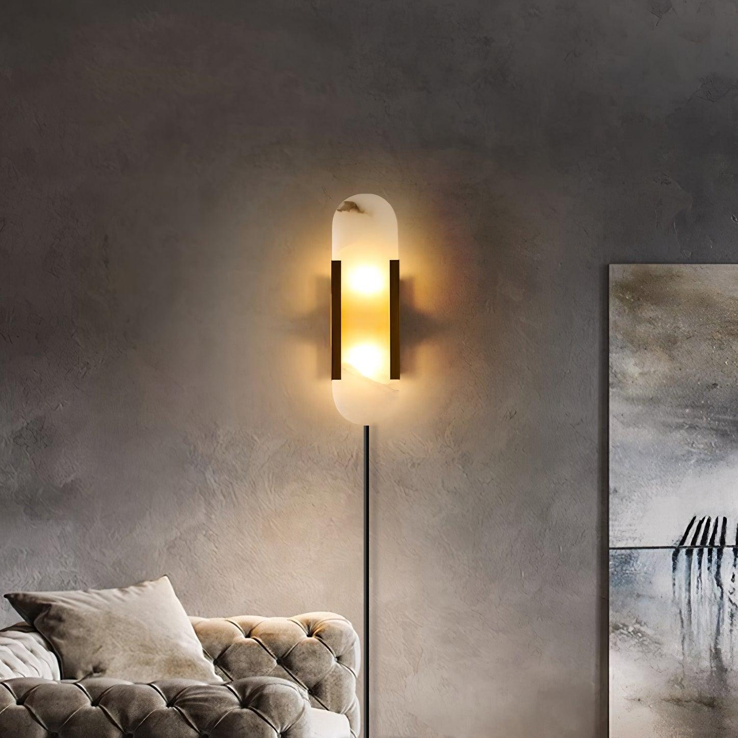 Bano Oblong Alabaster Wall Light-Neutral Decor