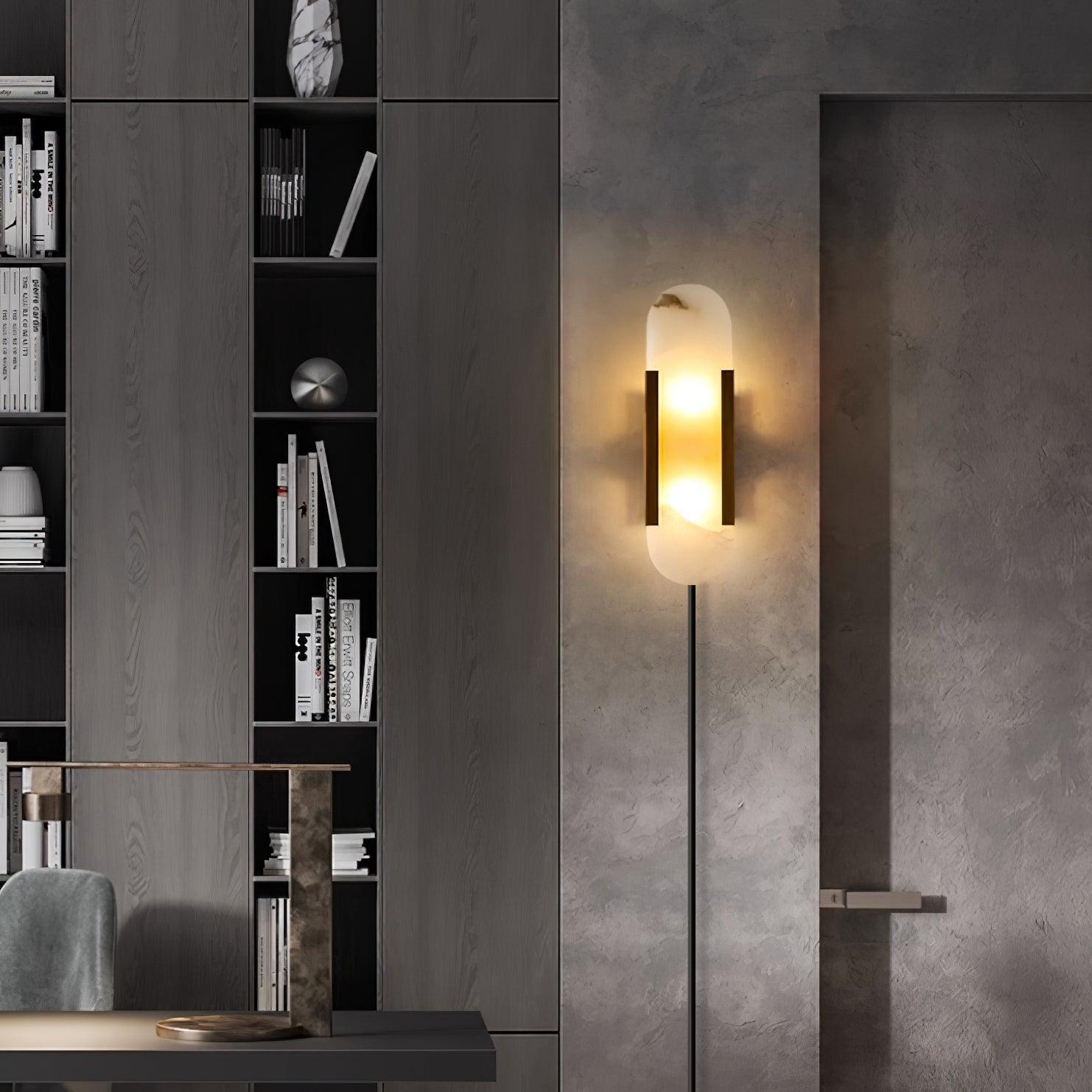 Bano Oblong Alabaster Wall Light-Neutral Decor