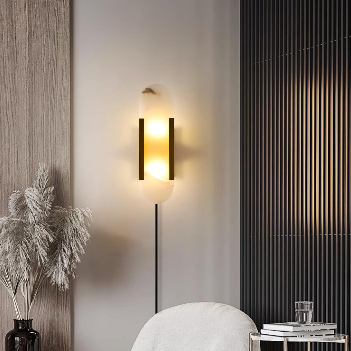 Bano Oblong Alabaster Wall Light-Neutral Decor