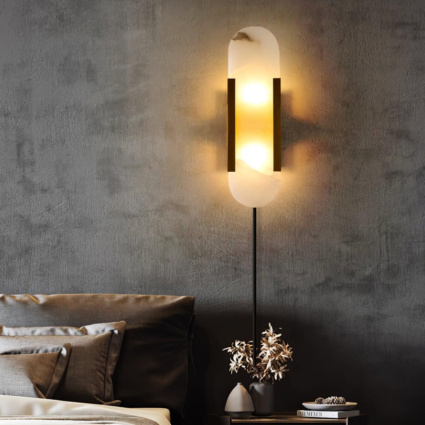 Bano Oblong Alabaster Wall Light-Neutral Decor