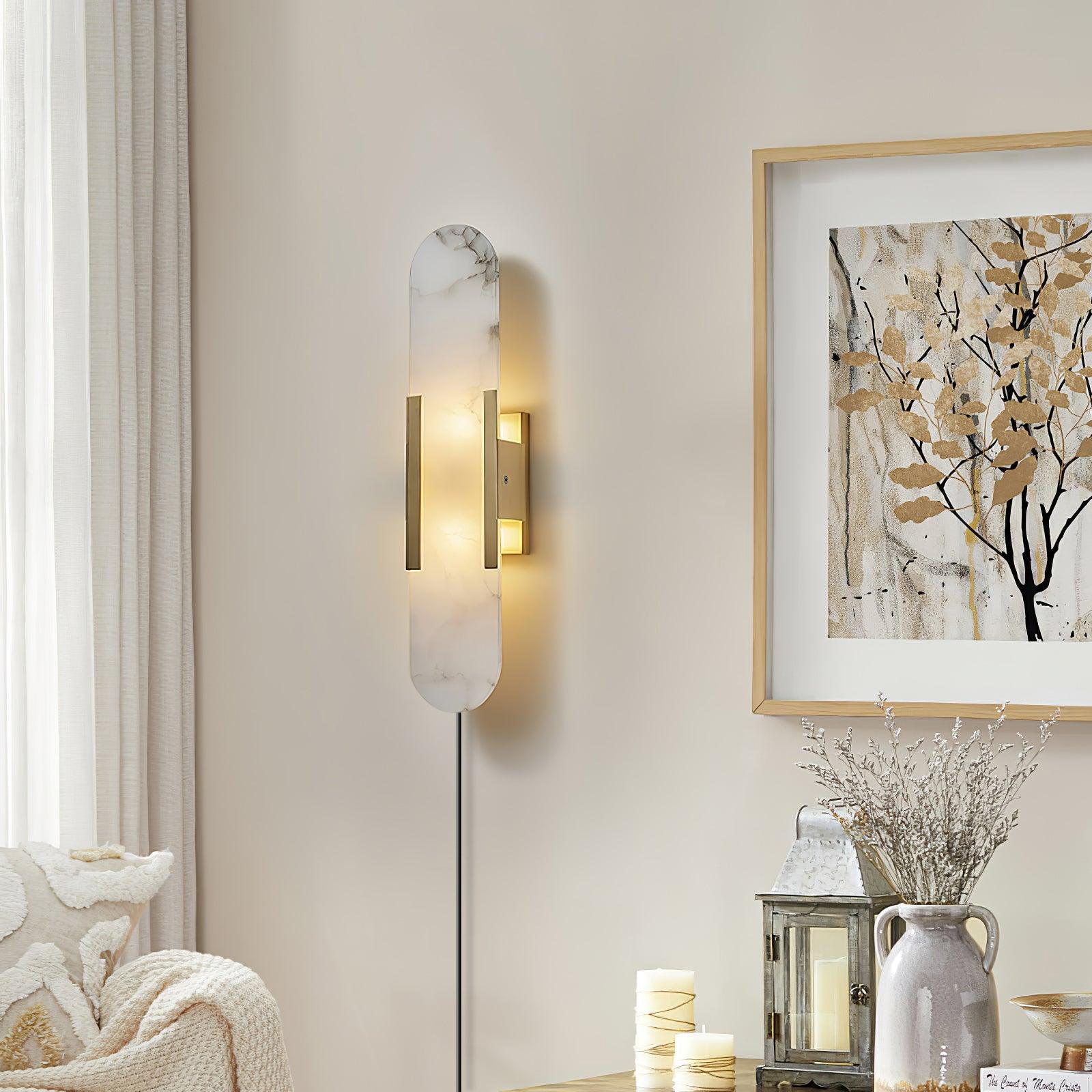 Bano Oblong Alabaster Wall Light-Neutral Decor