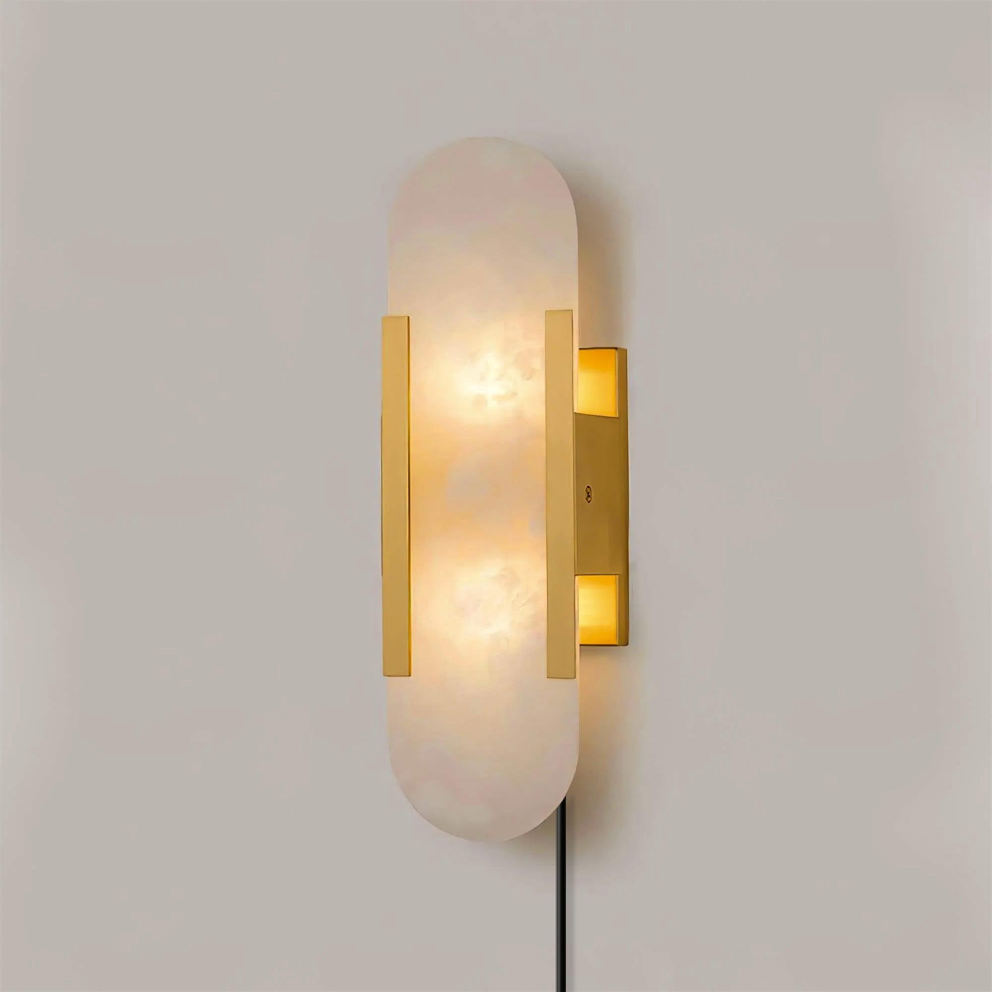 Bano Oblong Alabaster Wall Light-Neutral Decor