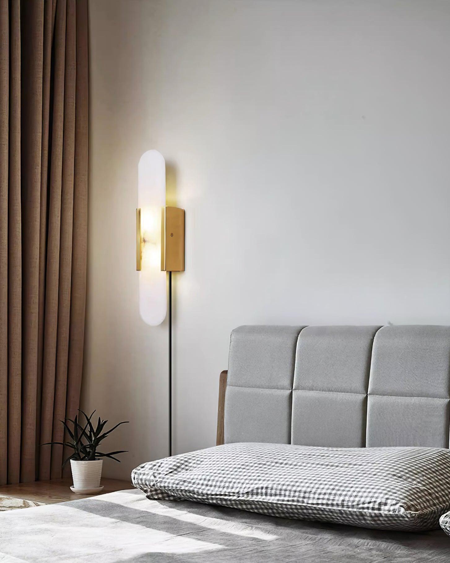 Bano Oblong Alabaster Wall Light-Neutral Decor