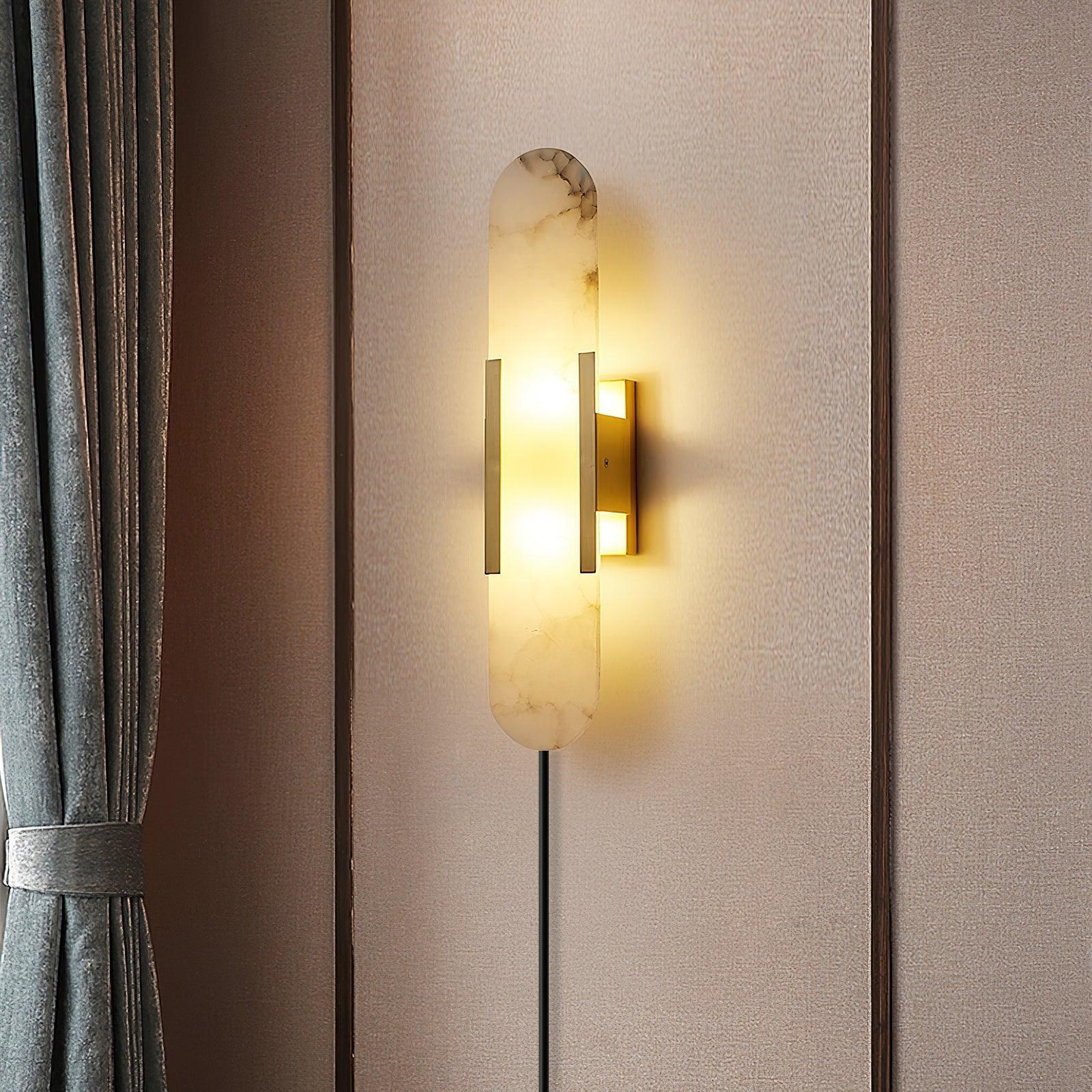 Bano Oblong Alabaster Wall Light-Neutral Decor